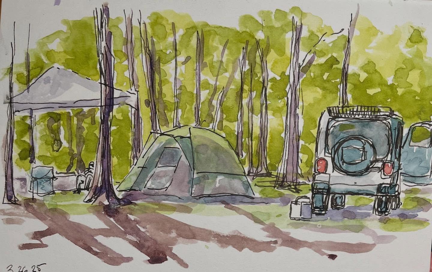 I spent part of last week with some of the people I love most at Mt. Nebo State Park in Arkansas, and it was sublime. #sketchbook #walktosee #urbansketchers #inkandwatercolor #inkandwash #sketchingnowwatercoloronlocation #landscapesketch