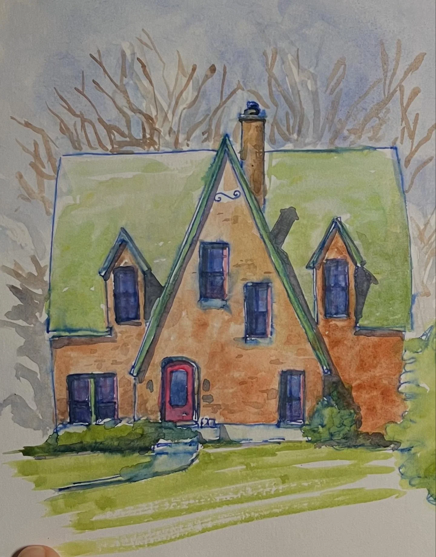 Friday brain candy #sketchbook #inkandwatercolor #inkandwash #sketchingnowbuildings #tudorhouse #houseportrait