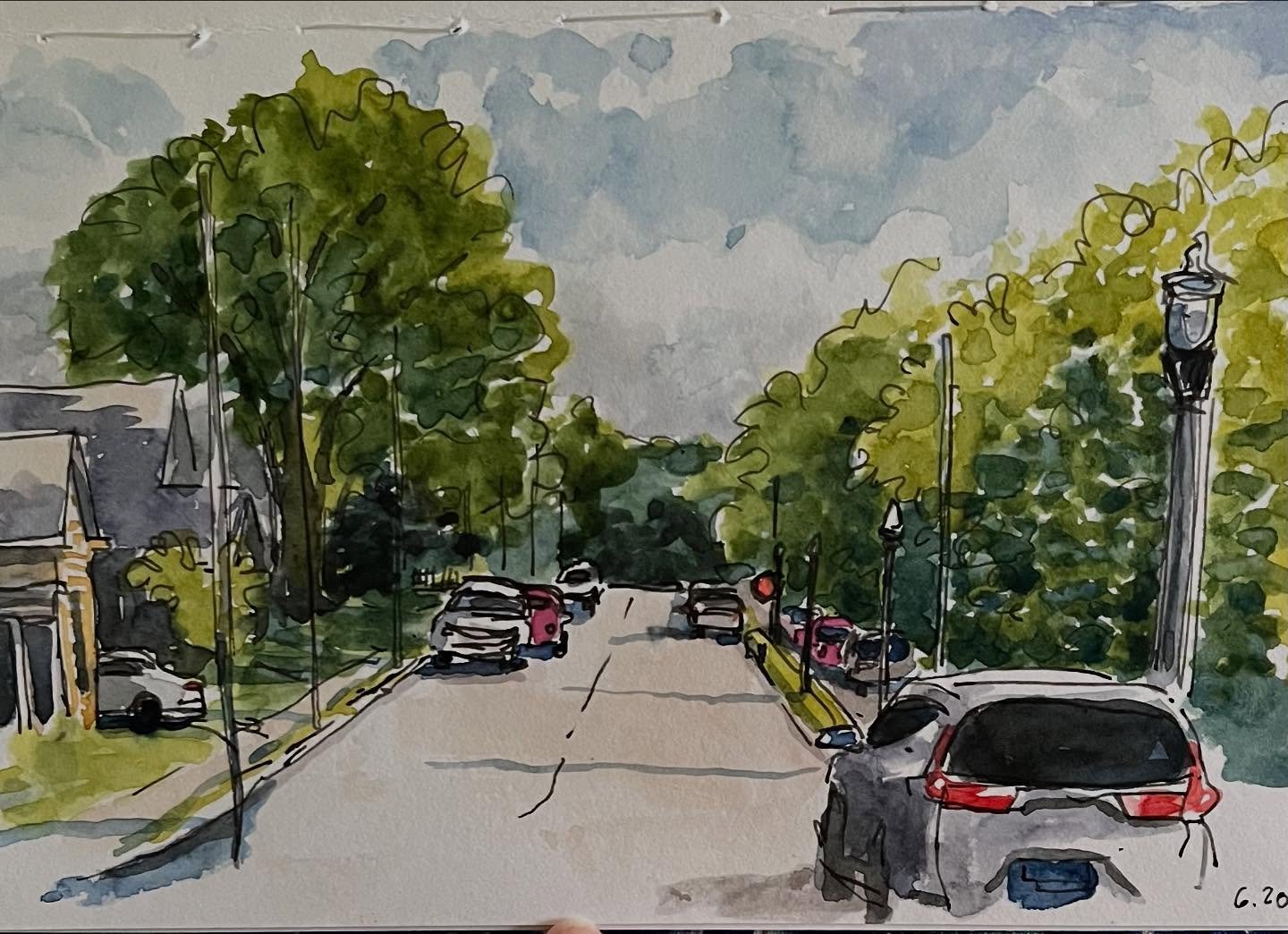 Summer Friday sketching @java_cabana_901 #urbansketchers #urbansketch #urbansketching #walktosee #sketchbook #inkandwatercolor #inkandwash #cooperyoung #midtownmemphis
