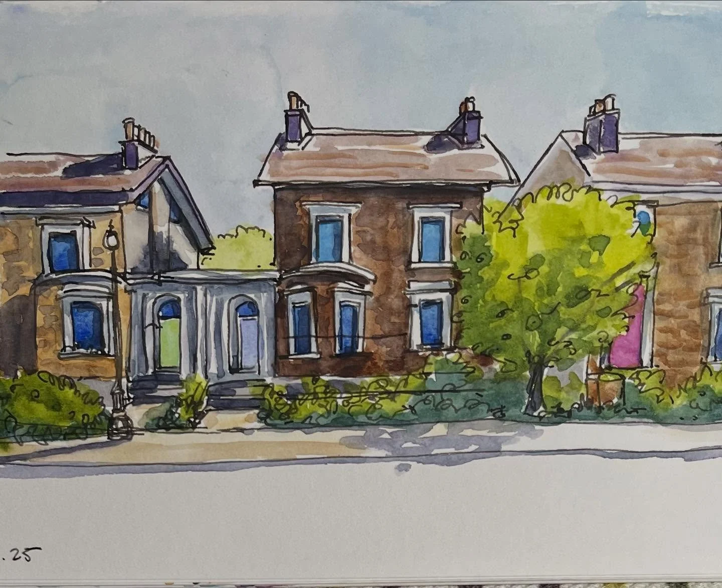 Today&rsquo;s brain break #sketchbook #inkandwash #inkandwatercolor #sketchingnowbuildings