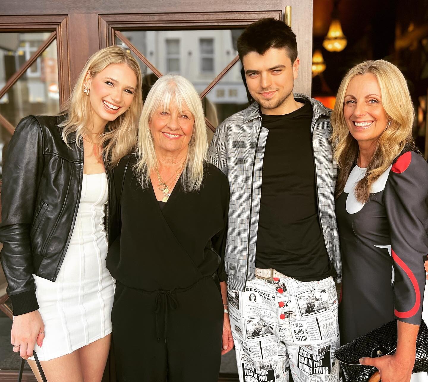 My family &amp; I together on Sunday for the premiere of Neil Gusseys movie @the_rise_and_fall_of_miss_nz_ @tuiisabella wears my old Karen Walker &ldquo;Hi There&rdquo;leather jacket from her 2009 collection, @annalovrich wears a Moochi jumpsuit from