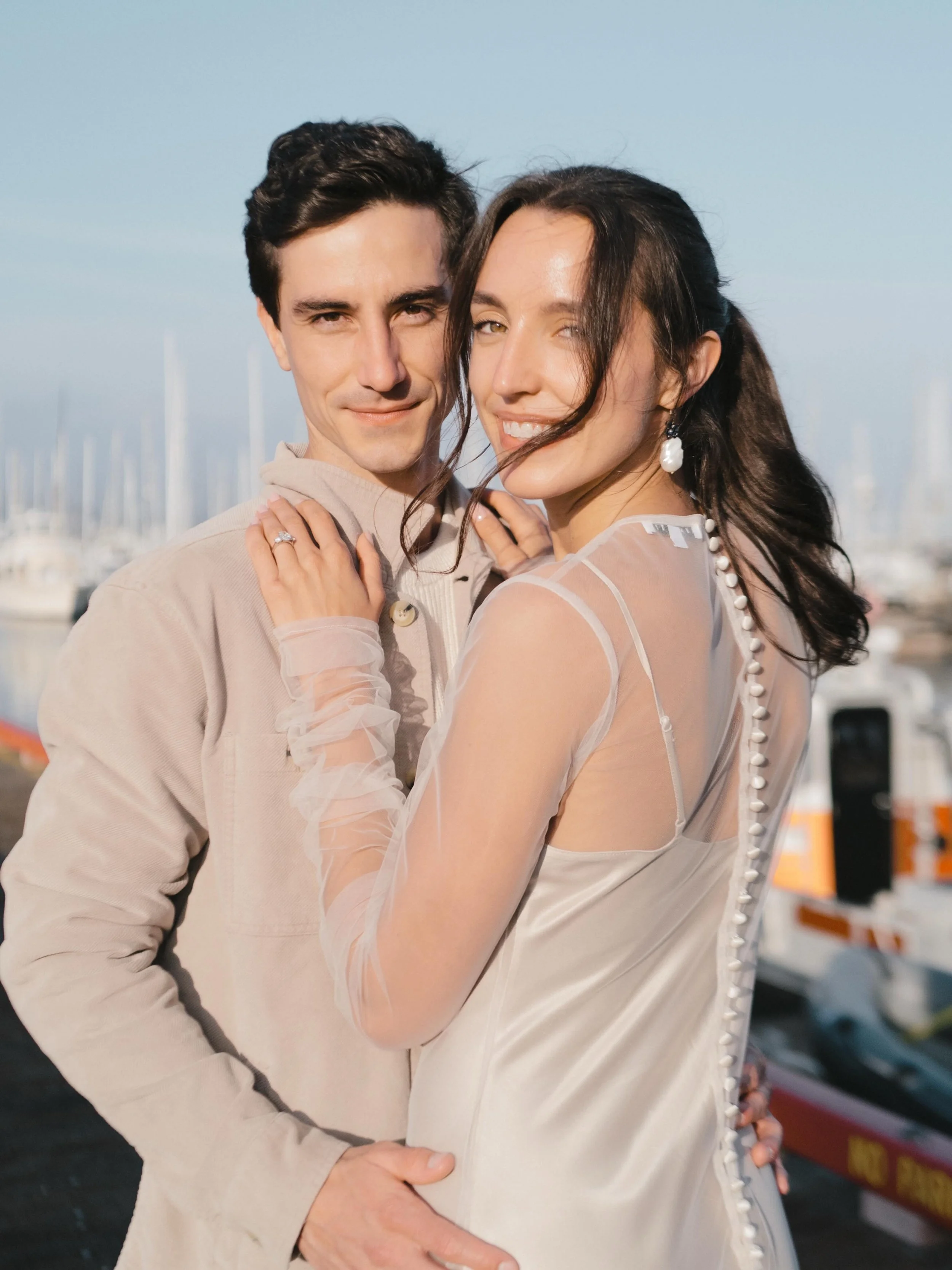 Sun-soaked and wind-blown on a March evening at the Santa Barbara Yacht Club ⚓️🥂

I snagged Chiara &amp; Michael during their welcome party for some golden hour portraits in the harbor and I am absolutely obsessed with how they turned out 🤍⛵️ 

//
