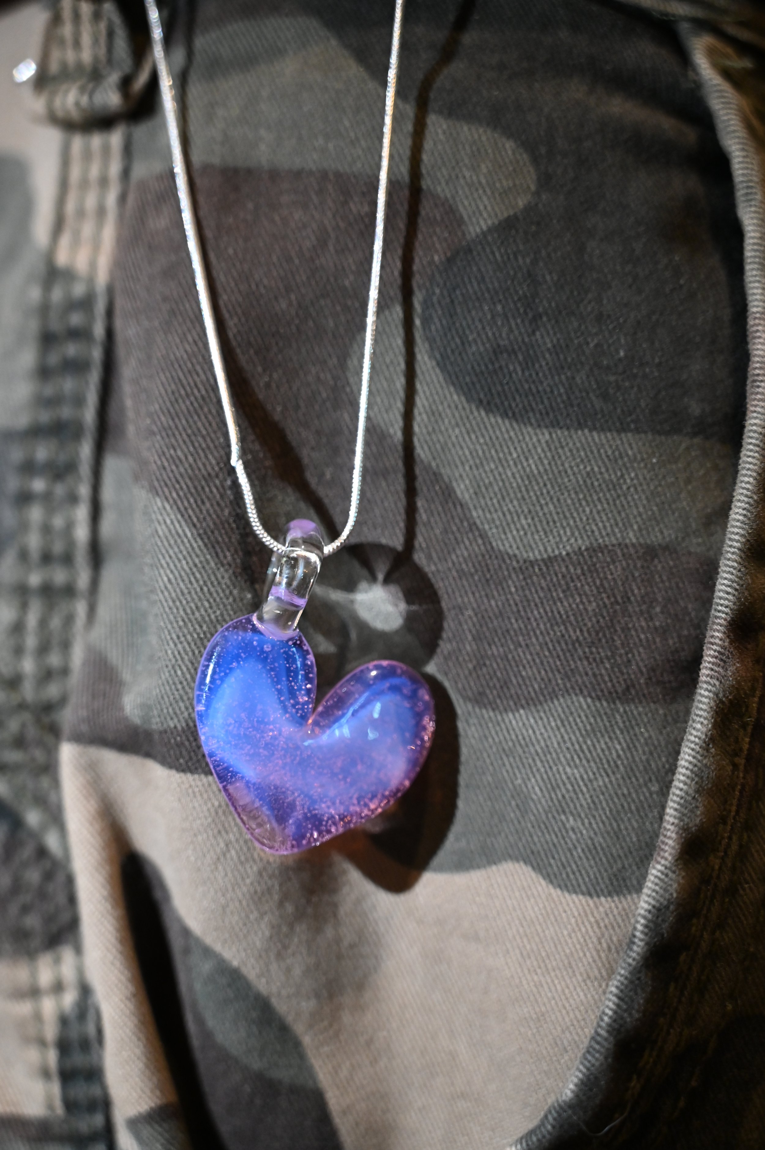 PURPLE Glass Heart Pendent