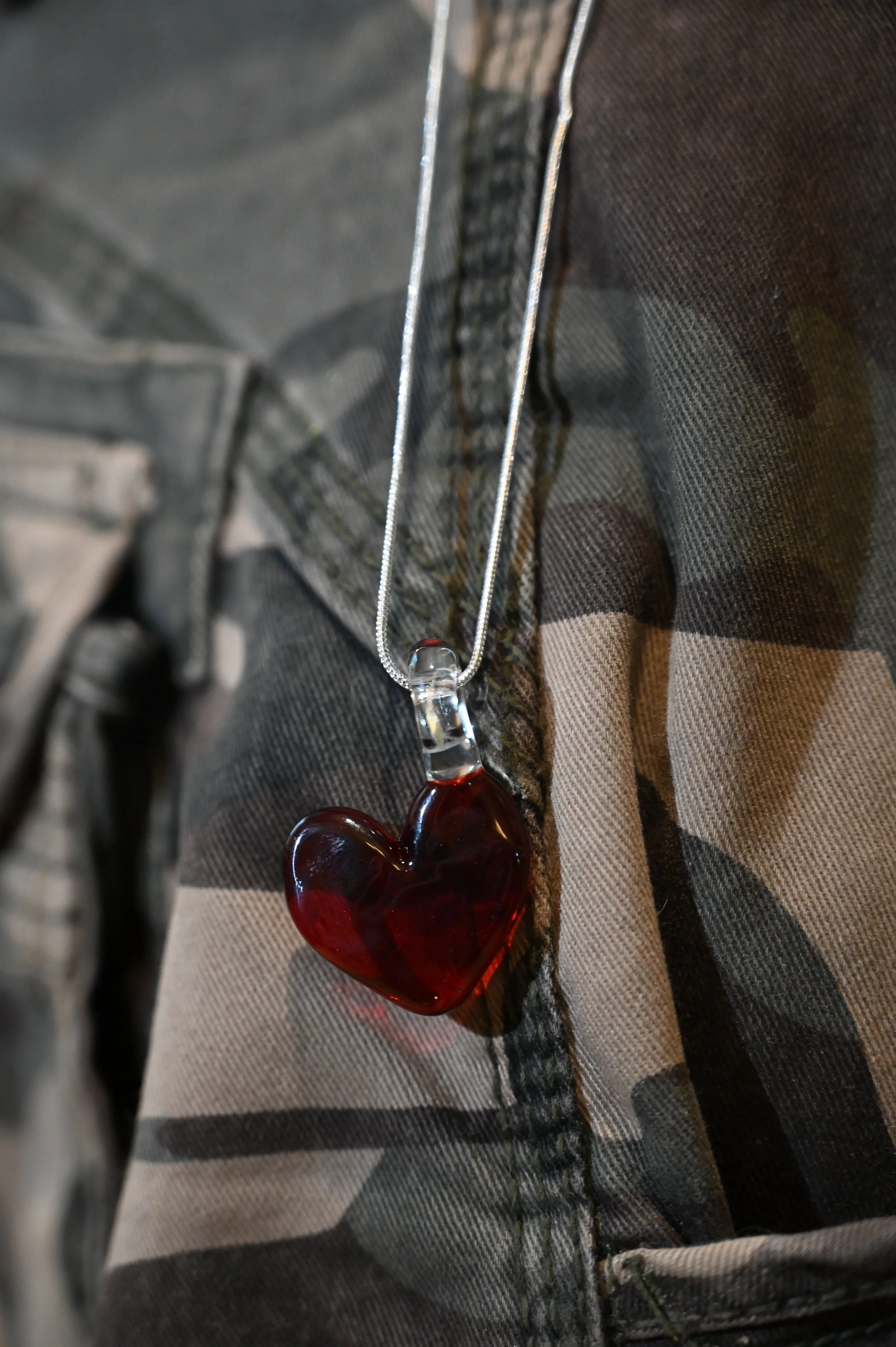 RED Glass Heart Pendent