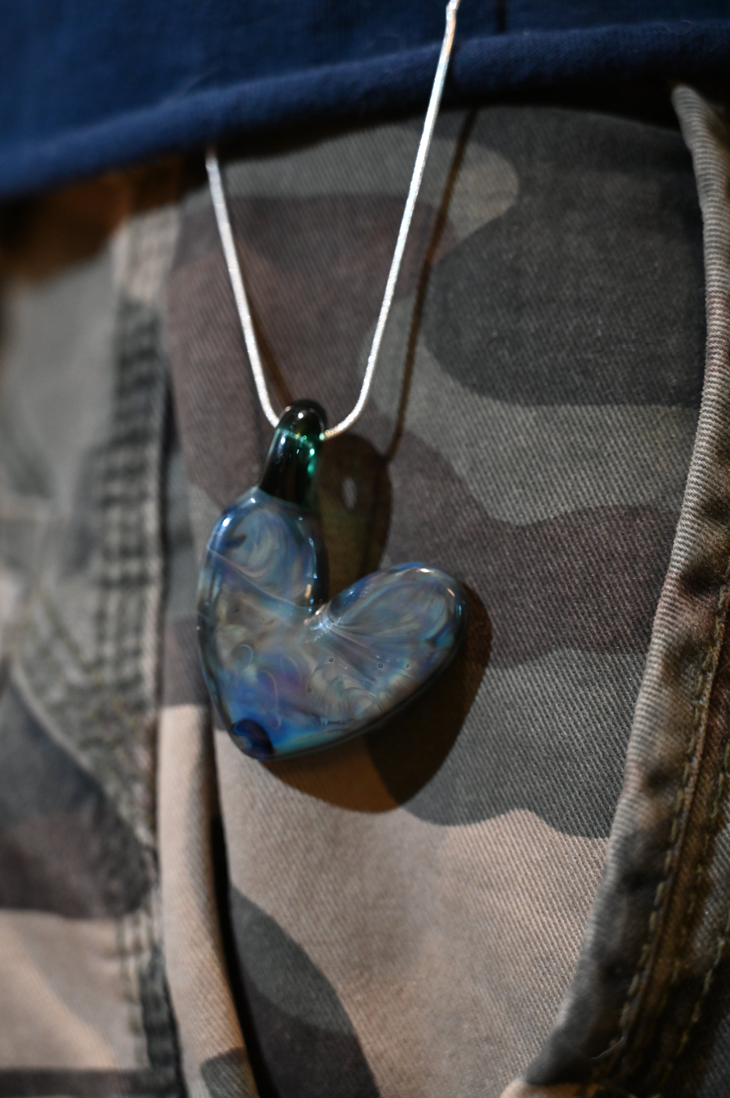 BLUE-ISH Glass Heart Pendent