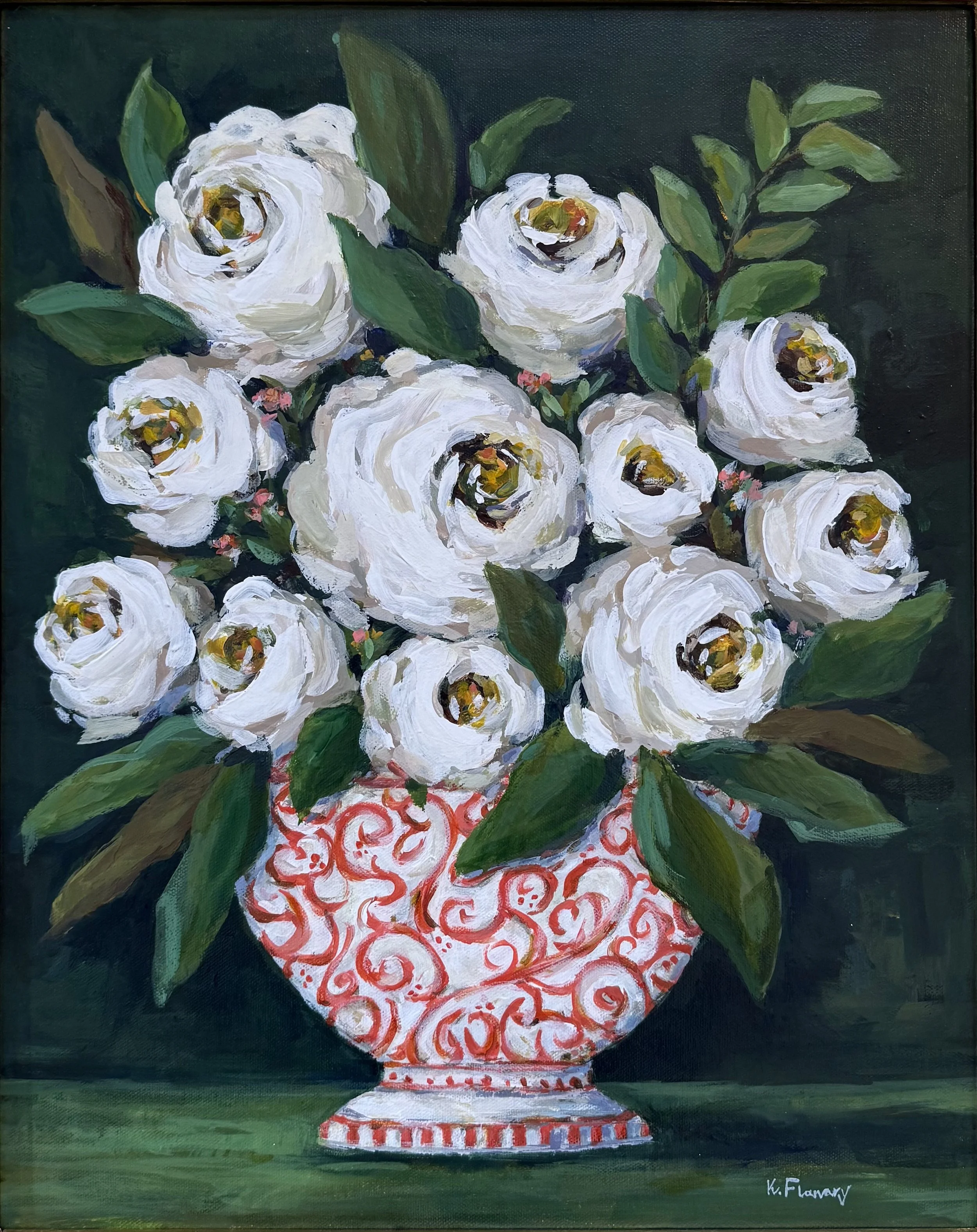 The Poetry of Petals - 16" x 20", acrylic on canvas framed in gold leaf frame - SOLD