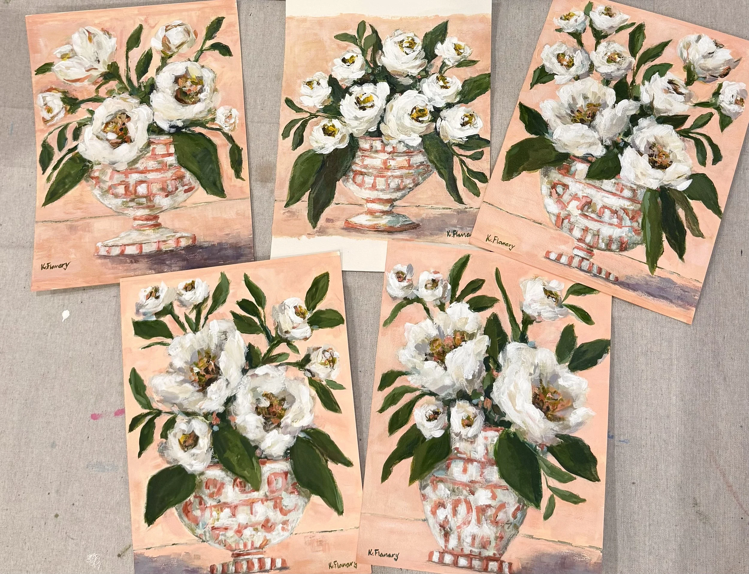 Gather Series 2026 Acrylic Florals - various sizes, acrylic on paper - SOLD