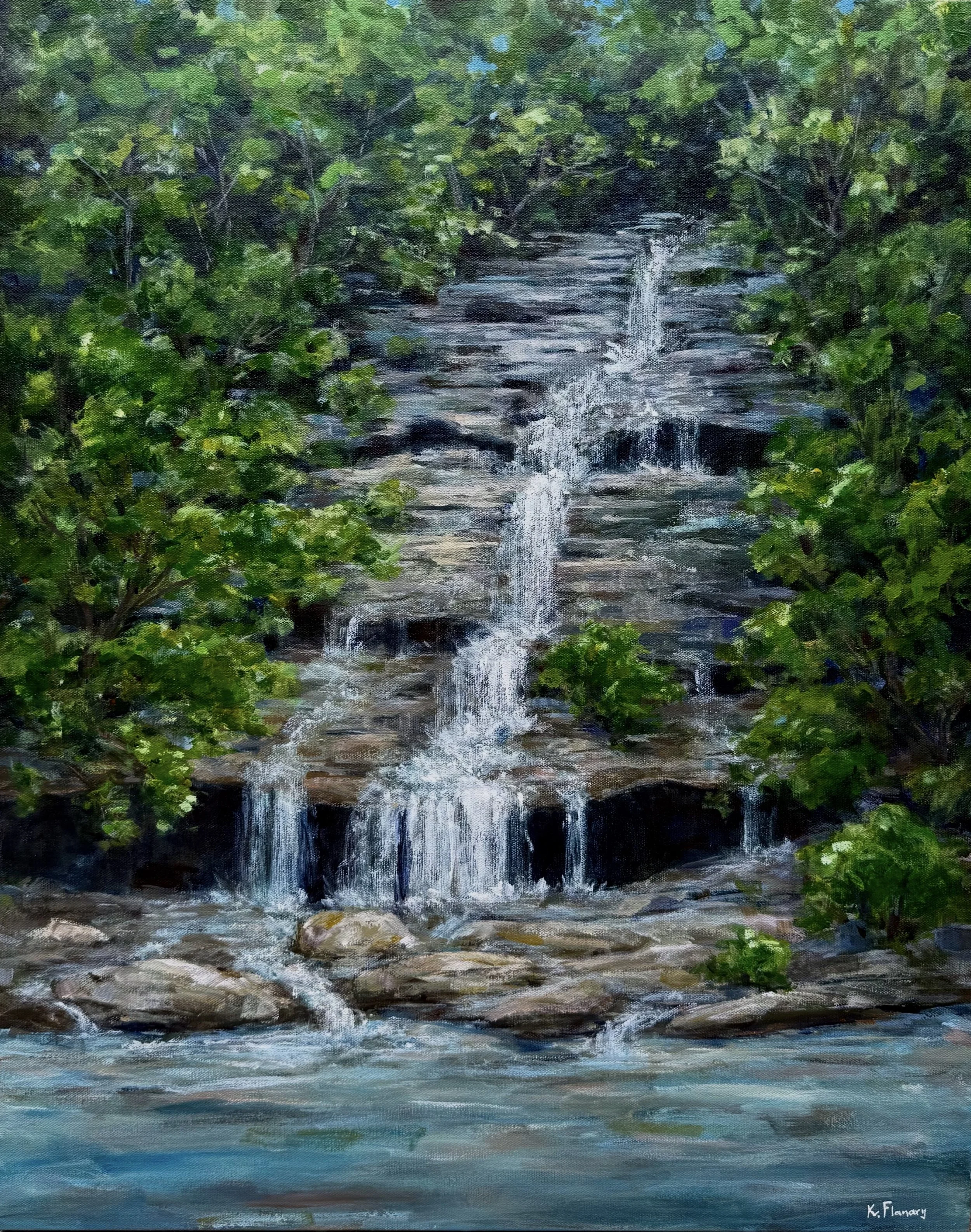 Deep Creek Waterfall - 24" x 30 ", acrylic on gallery depth canvas - SOLD