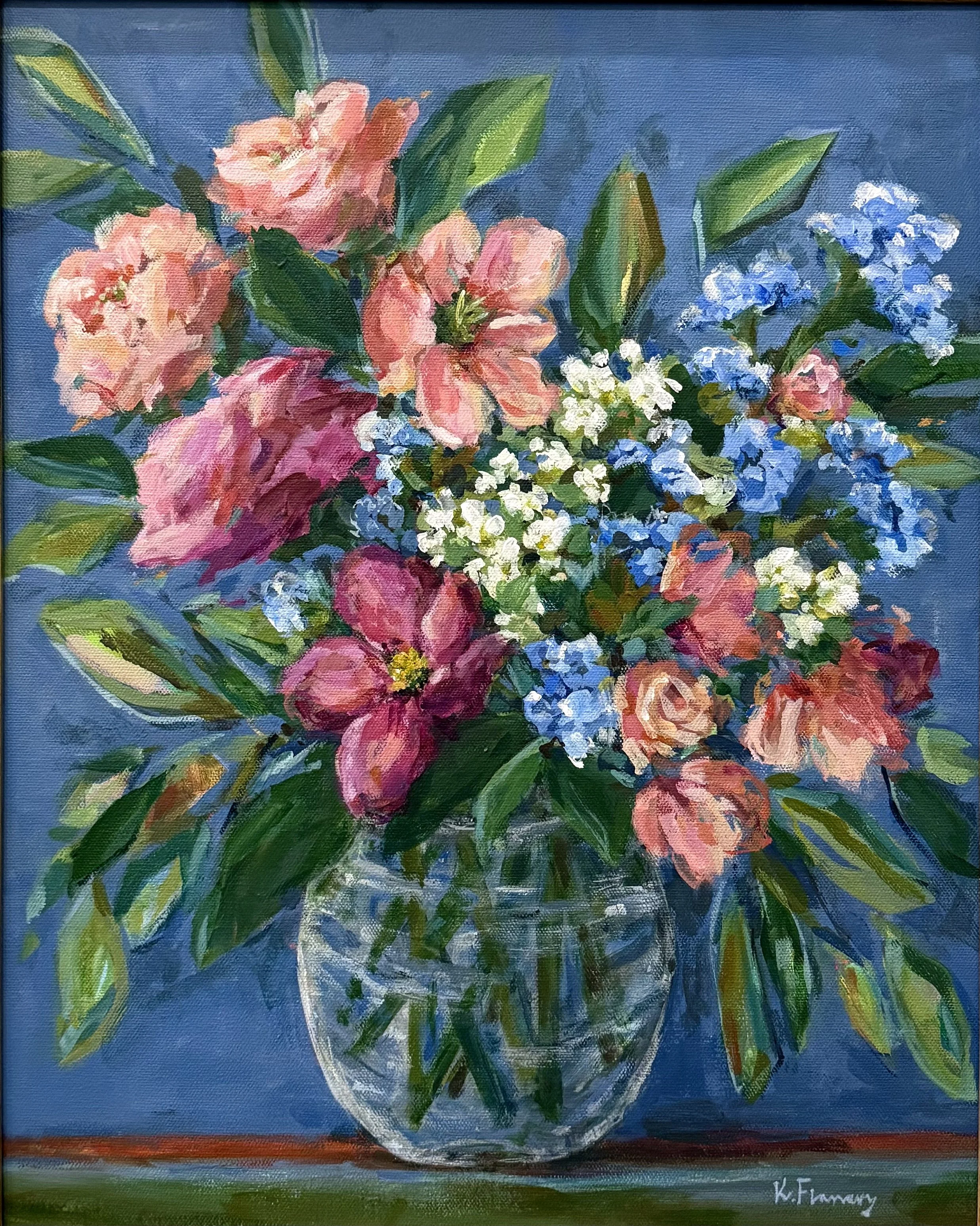 A Vase Full of Dreams - 16" x 20", acrylic on canvas framed in vintage gold leaf frame - SOLD