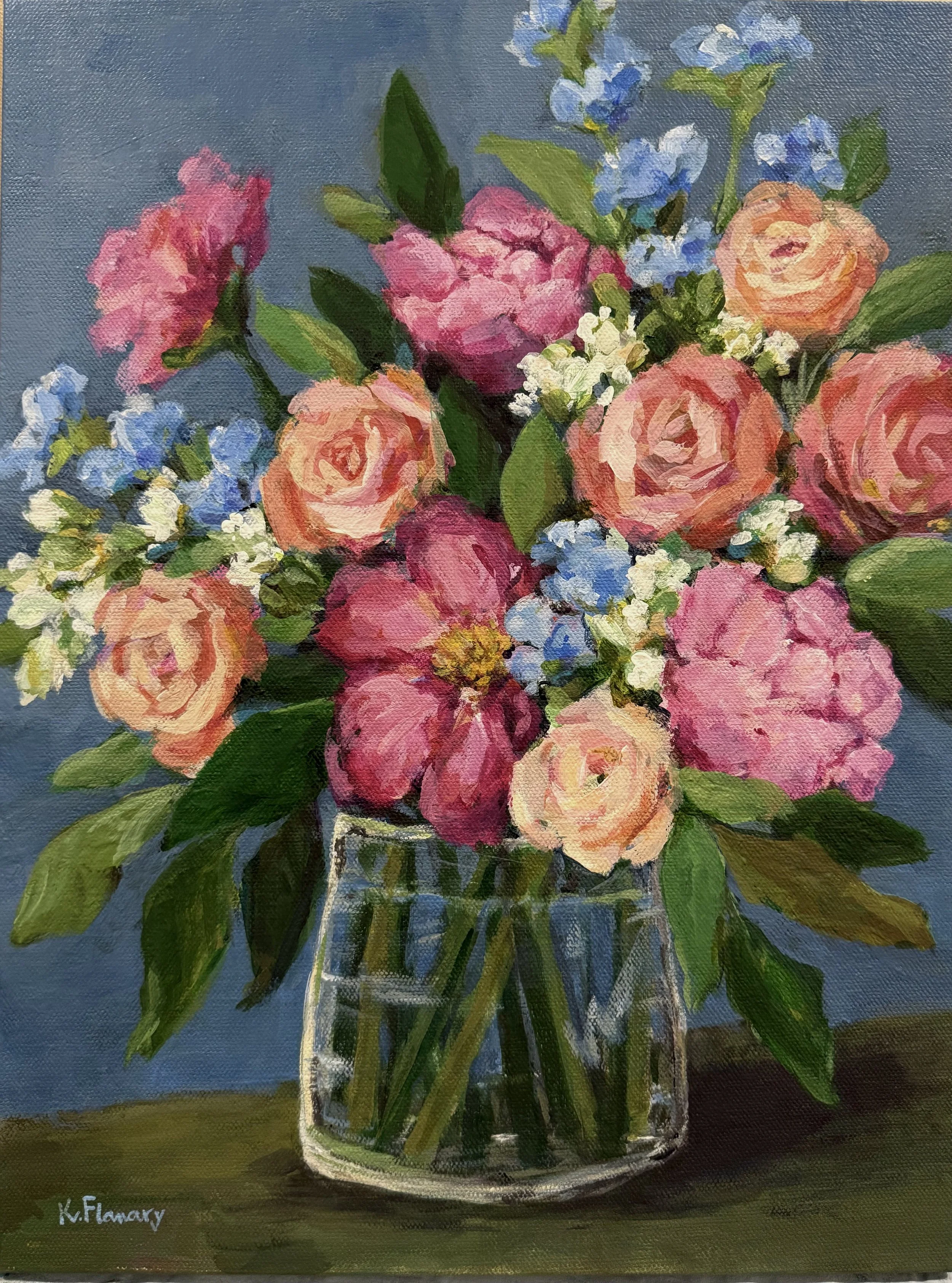 Hope in the Slate Sky - 12" x 16" - acrylic on canvas, framed in gold frame - SOLD