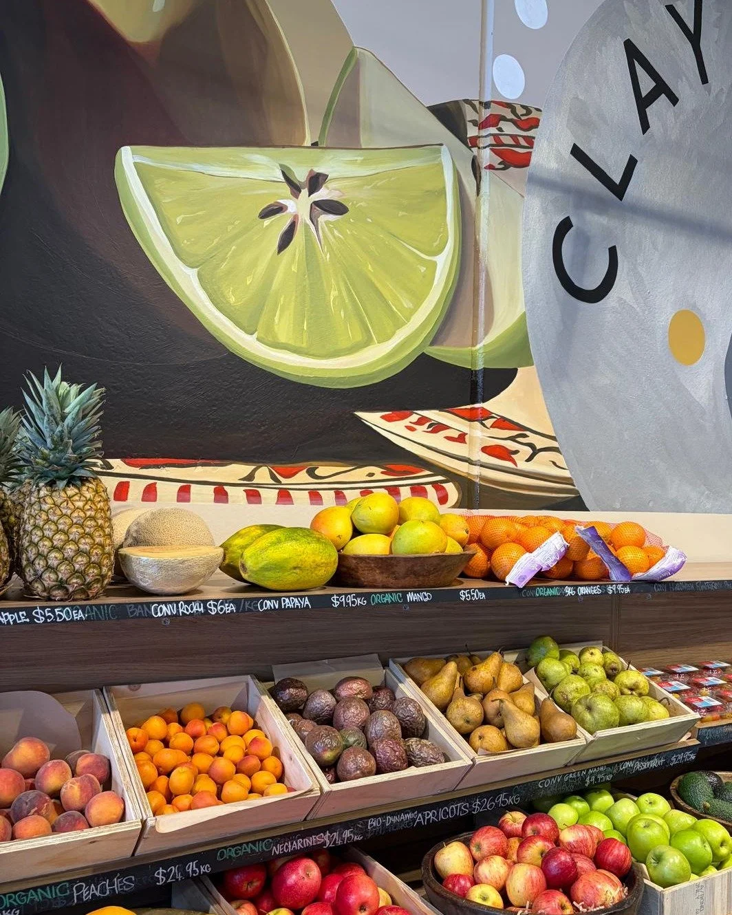 A colourful moment from today's produce display

Summer stone fruit, crisp apples, sweet mangoes and everything in between.

We love being able to offer our community the best of Victoria &amp; Australia's seasonal produce 💚 

 #clayhealthandorganic