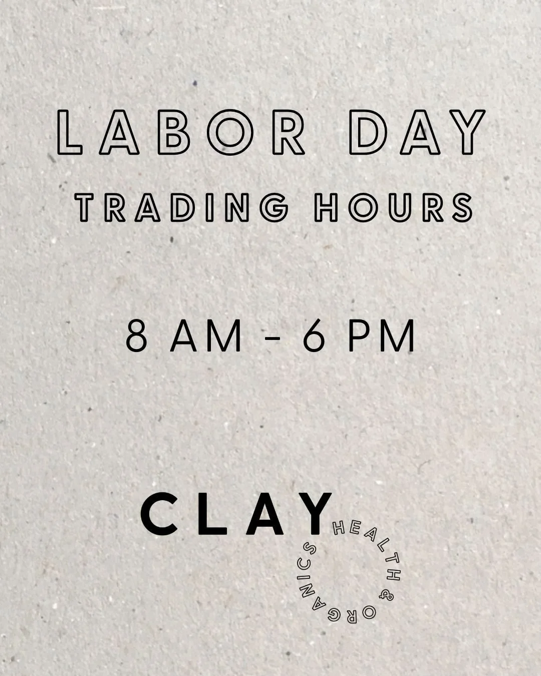Both of our stores will be closing at 6pm on the Labor Day public holiday on Monday the 9th of March. Trading hours are 8am to 6pm. Happy long weekend ✨

 #clayhealthandorganics #collingwood #carltonnorth #shoplocal