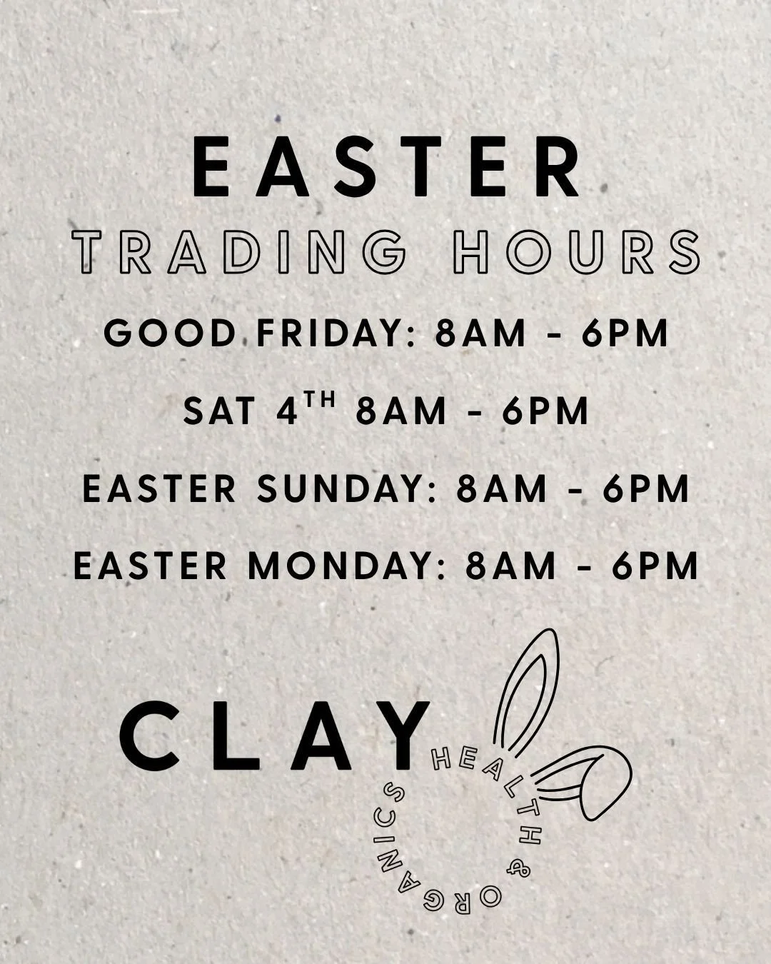 Both of our stores will be open all Easter weekend from 8am to 6pm 🐰
Fresh hot cross buns, bread and baguettes delivered every morning, happy holidays 💚 

#clayhealthandorganics #carltonnorth #collingwood #nutritionist #naturopathy #communityhealth
