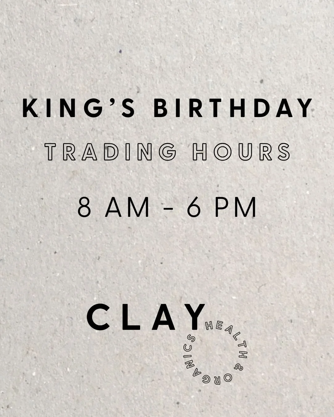 Carlton North &amp; Collingwood will be open 8am - 6pm on Monday the 8th of June. We hope everyone is having a healthy and safe long weekend 💚

#clayhealthandorganics #nutritionist #naturopathy #communityhealth #publicholiday