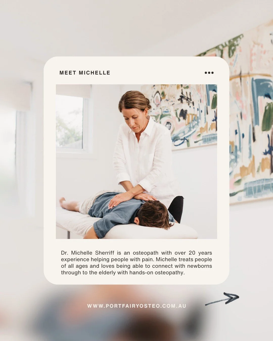 Hi, I&rsquo;m Dr Michelle Sherriff, an osteopath with over 20 years of experience supporting people of all ages, from newborns to older adults, using gentle hands on care.

I love the holistic nature of osteopathy and how it may help with everyday ac