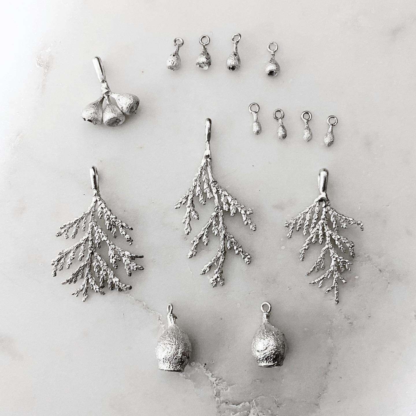These are a few of the pieces I soldered yesterday! It felt good to get back into making, it feels like such a long time since I soldered! I&rsquo;m so excited about the cypress leaf necklaces, I thought I had used all of them but a found a few more 