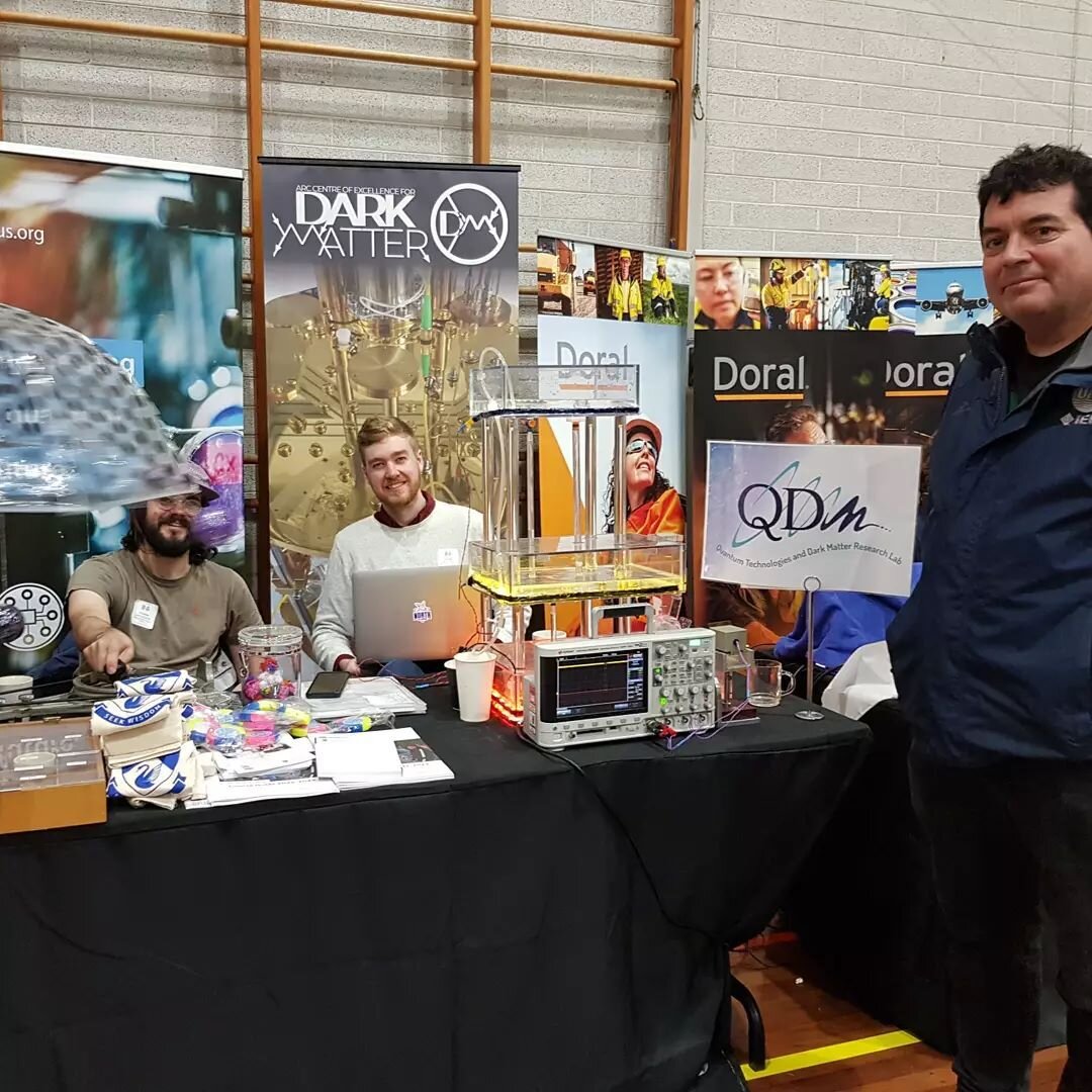 #teamEqus are showcasing their expertise in quantum systems and dark matter at the Newton Moore STEM Fair.  We have LASERS, rotating galaxies, and the very fabric of space-time! 

 It's exciting to be amongst so many different stalls from industry an