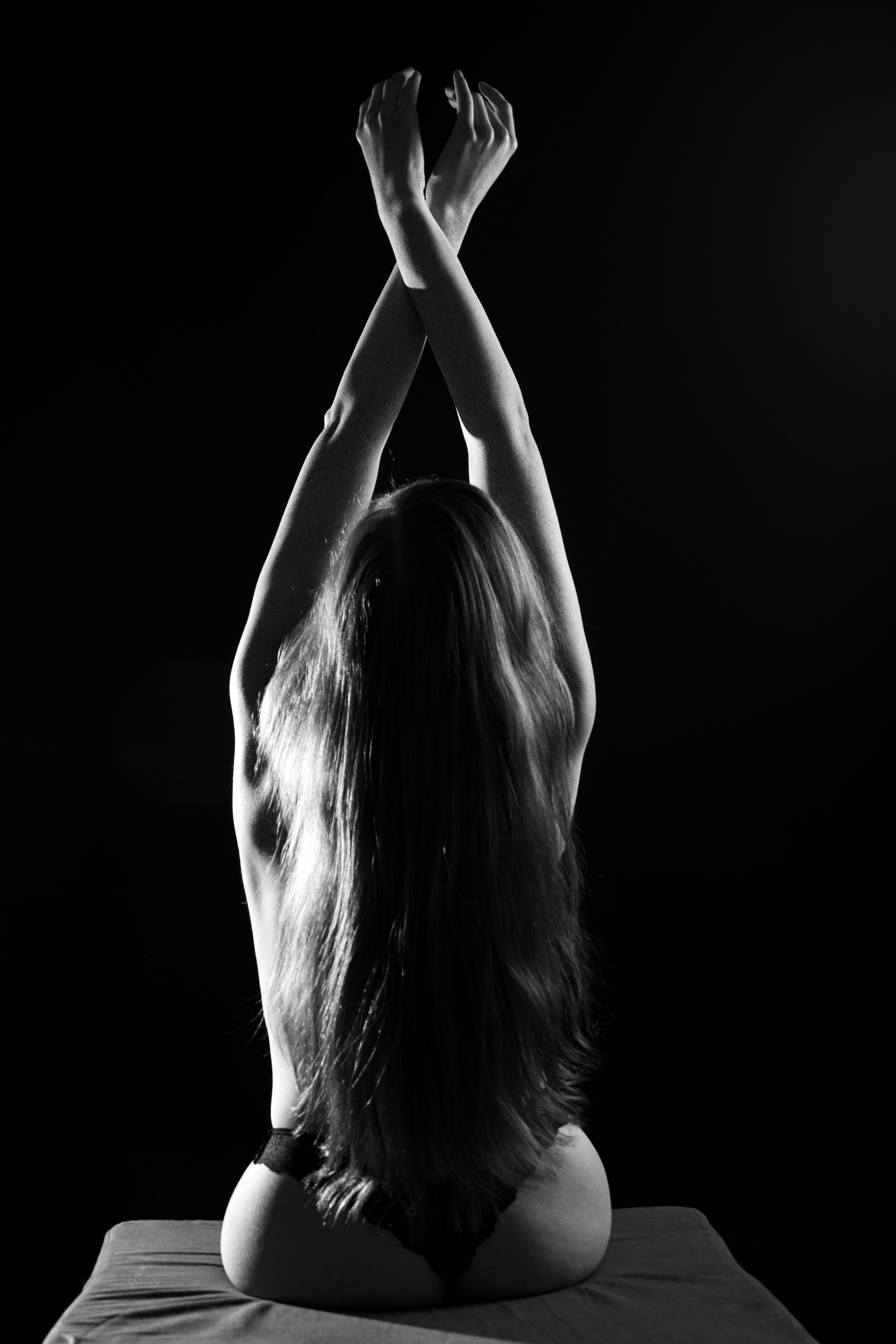 Back, Erotic, Shooting, Frau, Schwarz und Weiß, Hair