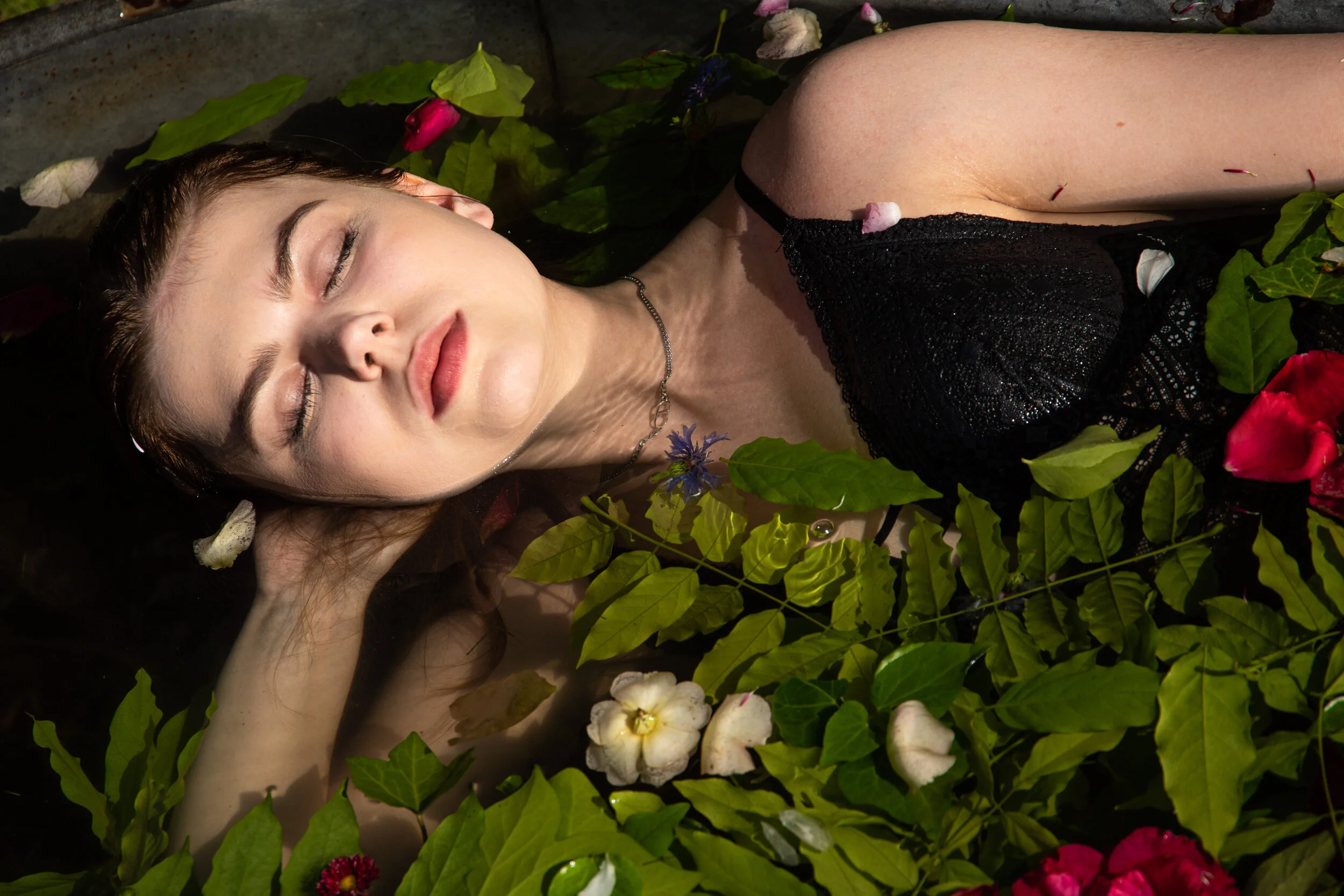 Badewanne, Draußen, Sommer, Blumen, Frau, Regen, Wasser, Fotografie