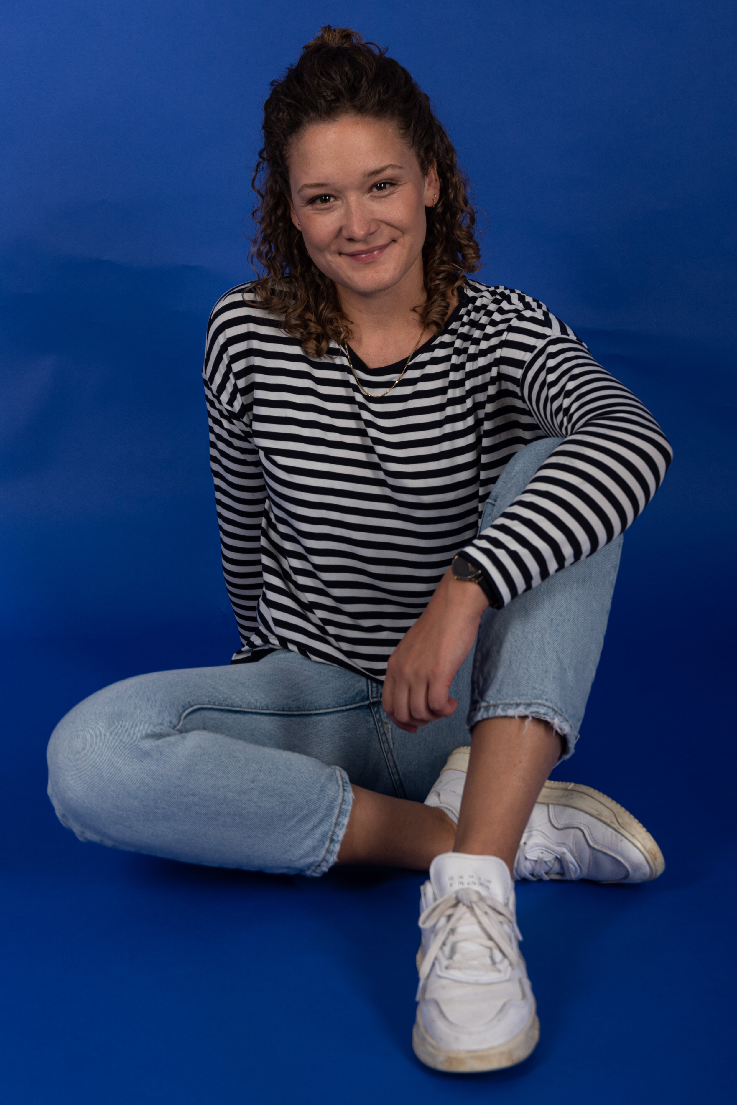 Blau, Fashion, Mode, Model Fotografie, Steifen, Jeans, Fotografie