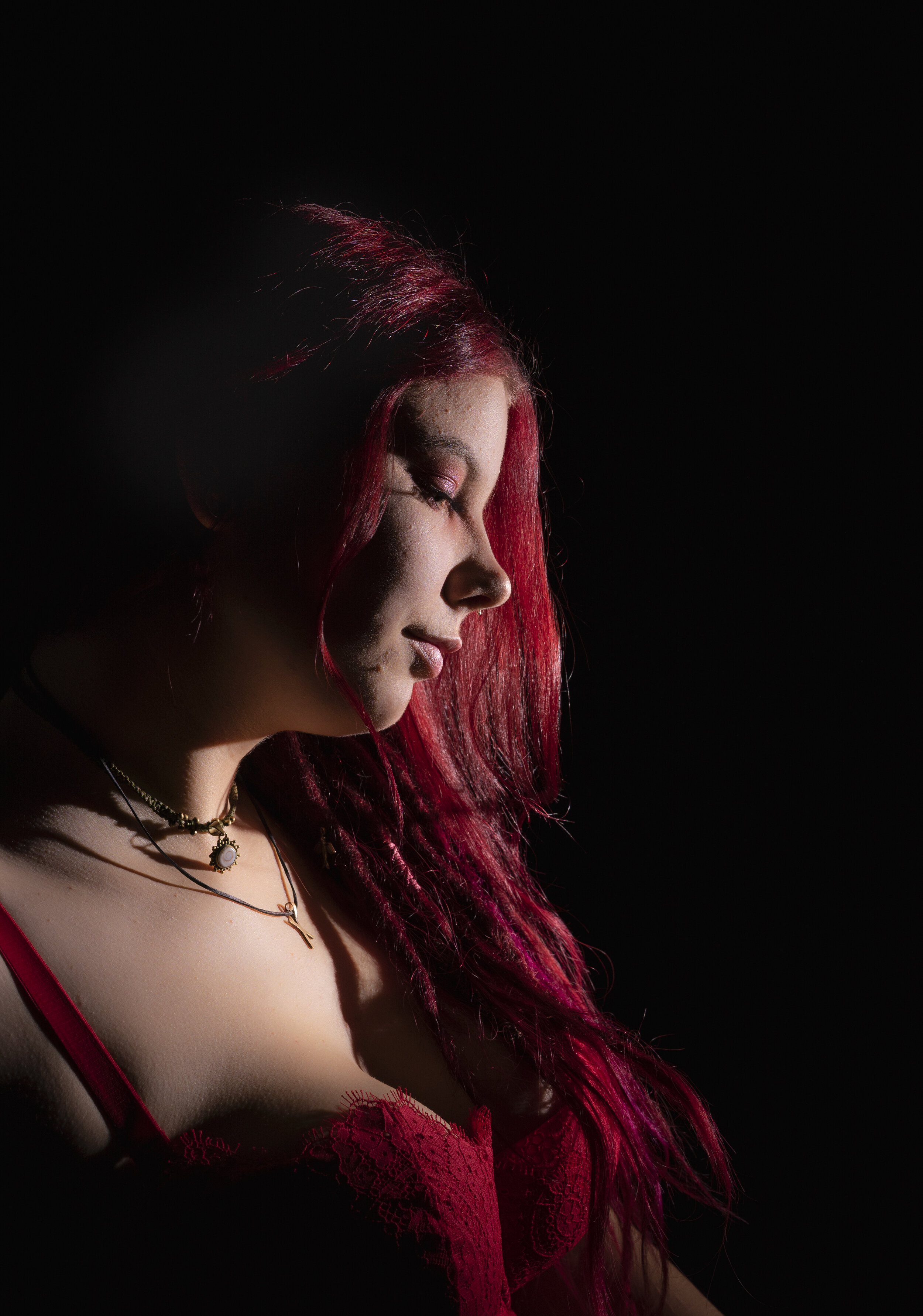 Frau, Rot, Spitze, Rote Haare, Licht und Schatten