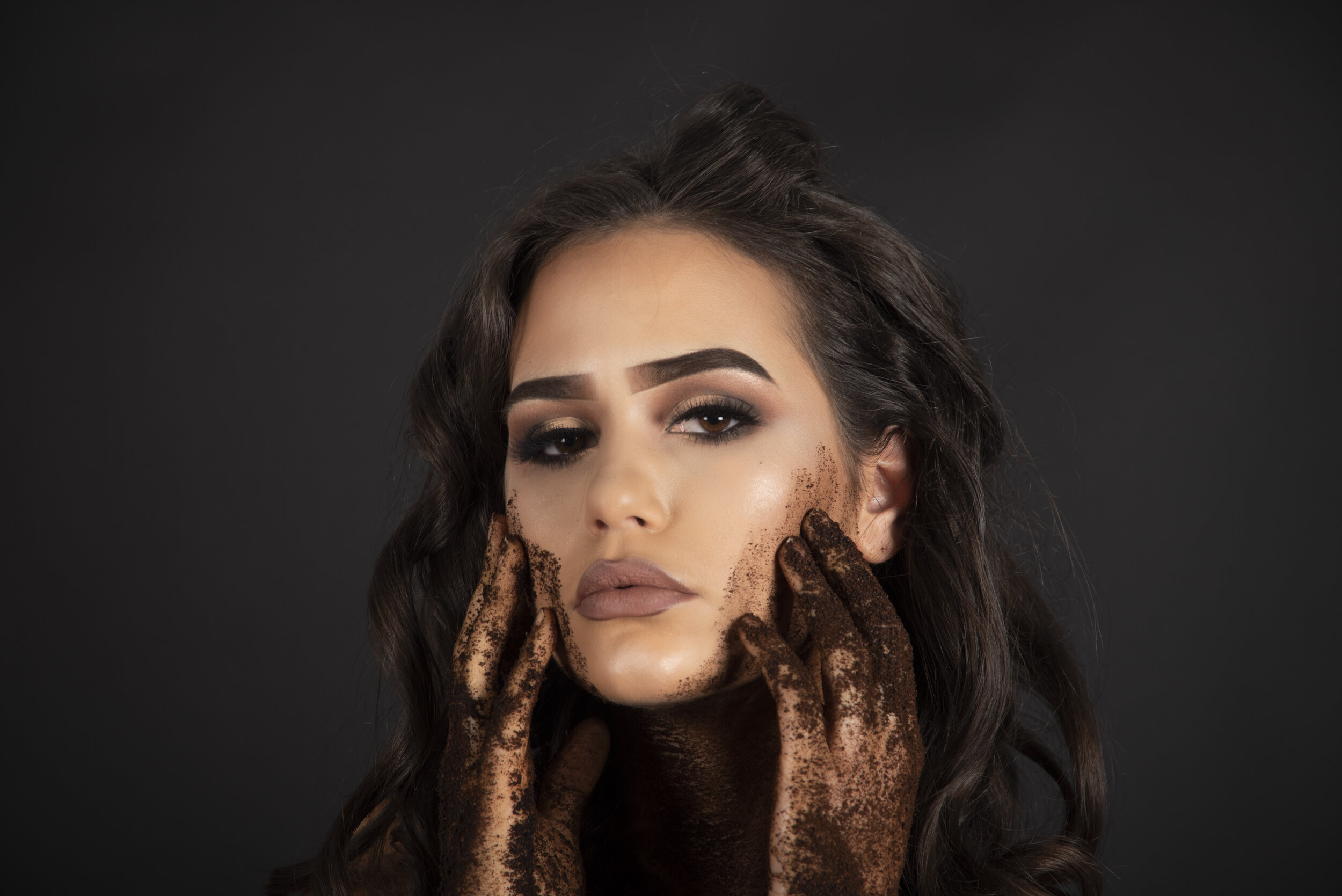 Kaffee, Kaffeepulver, Coffeeshooting, Face, Woman, Make-Up, Fantasy, Fotografie