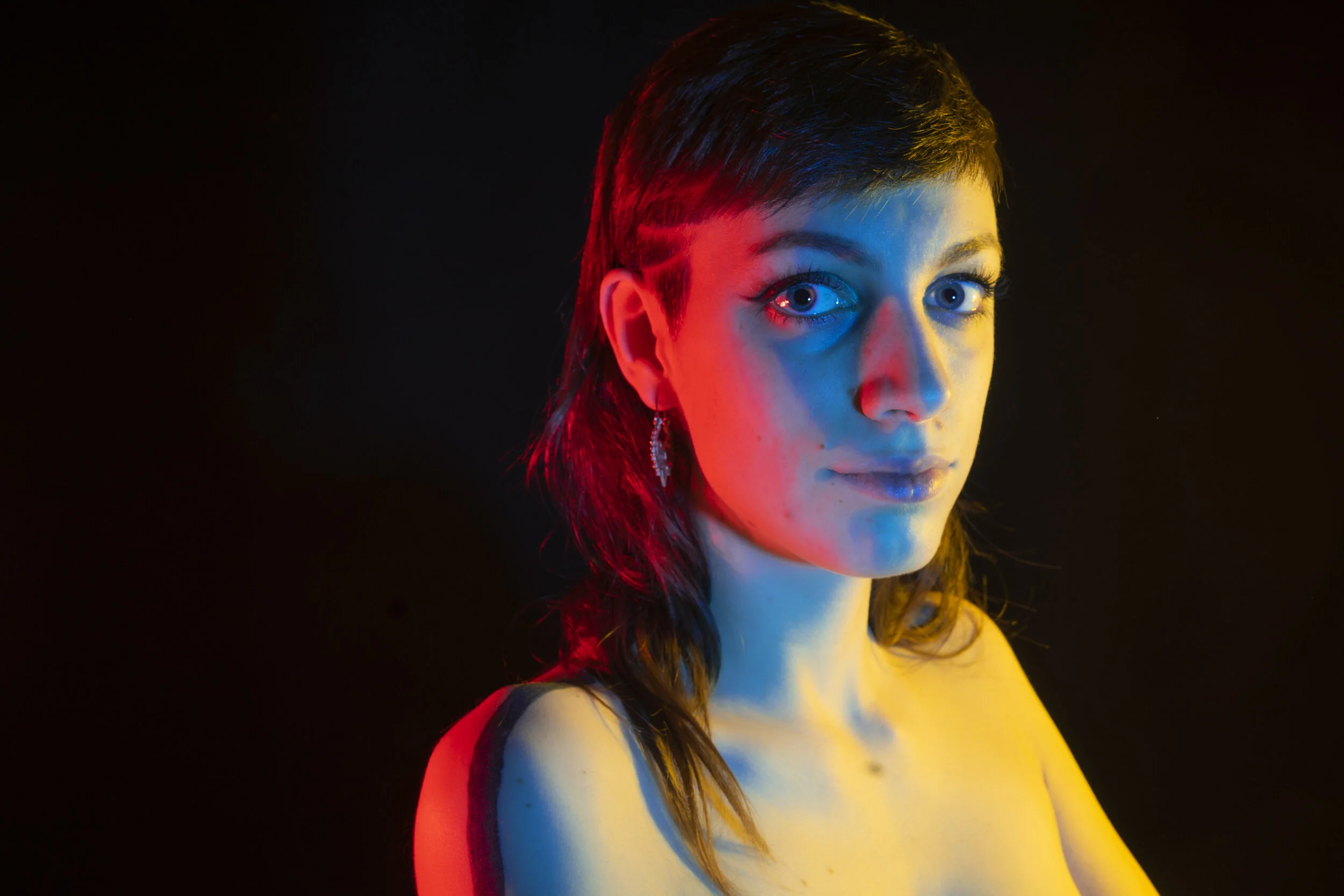 Rot, Blau, Gelb, Farbfilter, Licht, Shooting, Farblicht Shooting, Frau, Portrait, Fotografie