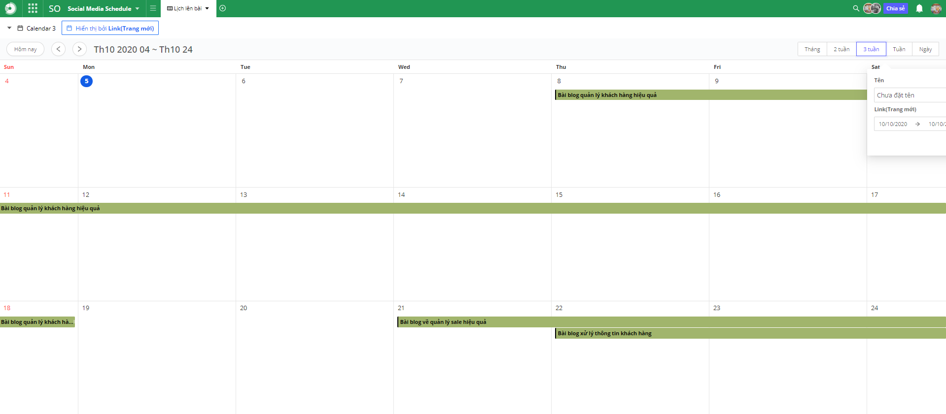 Introduction 11 Giao diện dạng LỊCH / CALENDAR