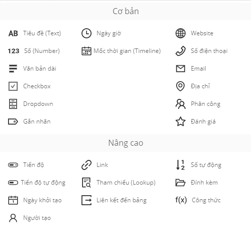 Introduction 13 Các loại trường dự liệu cơ bản trong Autotable