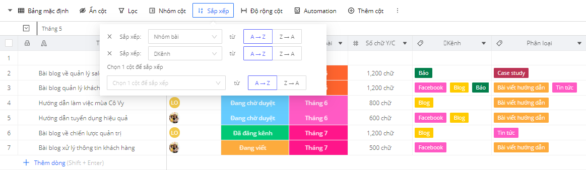 Introduction 18 Chức năng sắp xếp dữ liệu theo trình tự