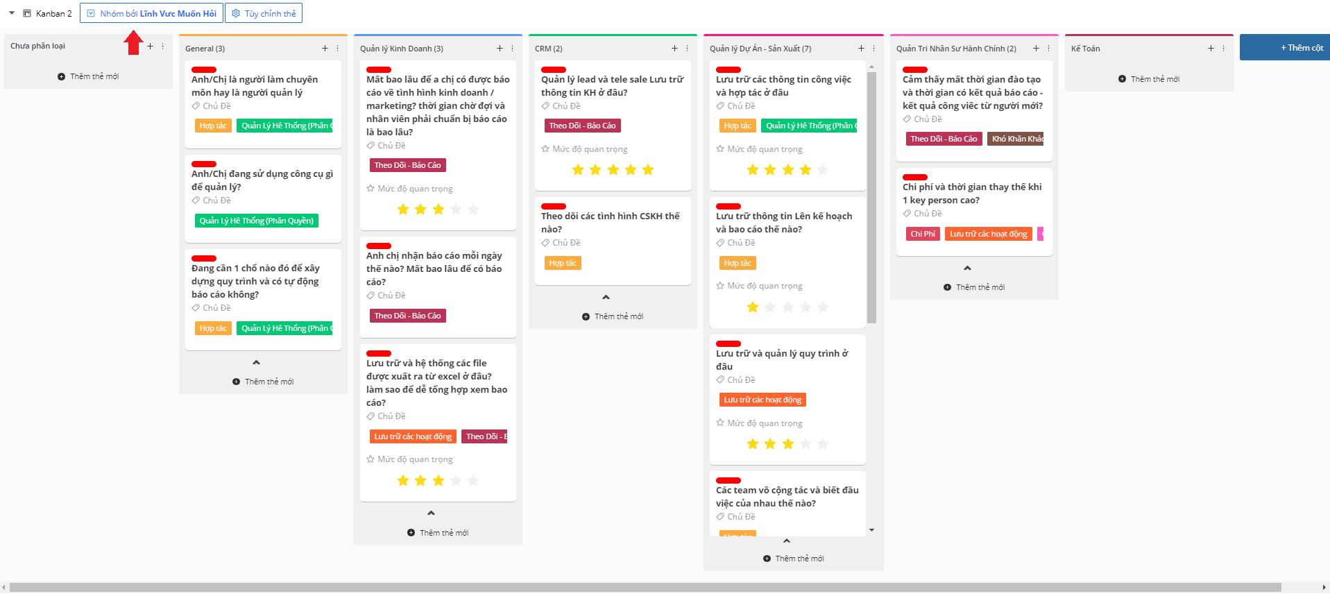 Introduction 27 Chức năng chọn cột để nhóm trong giao diện Kanban