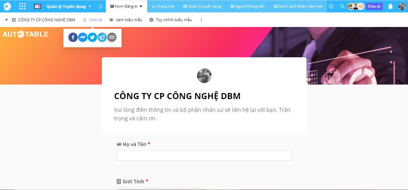 Introduction 30 Chức năng chia sẻ Biểu mẫu