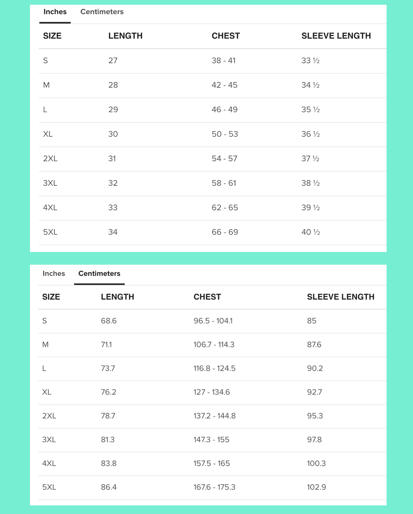 SIZE GUIDE — KING KOGI | Martina's Shop