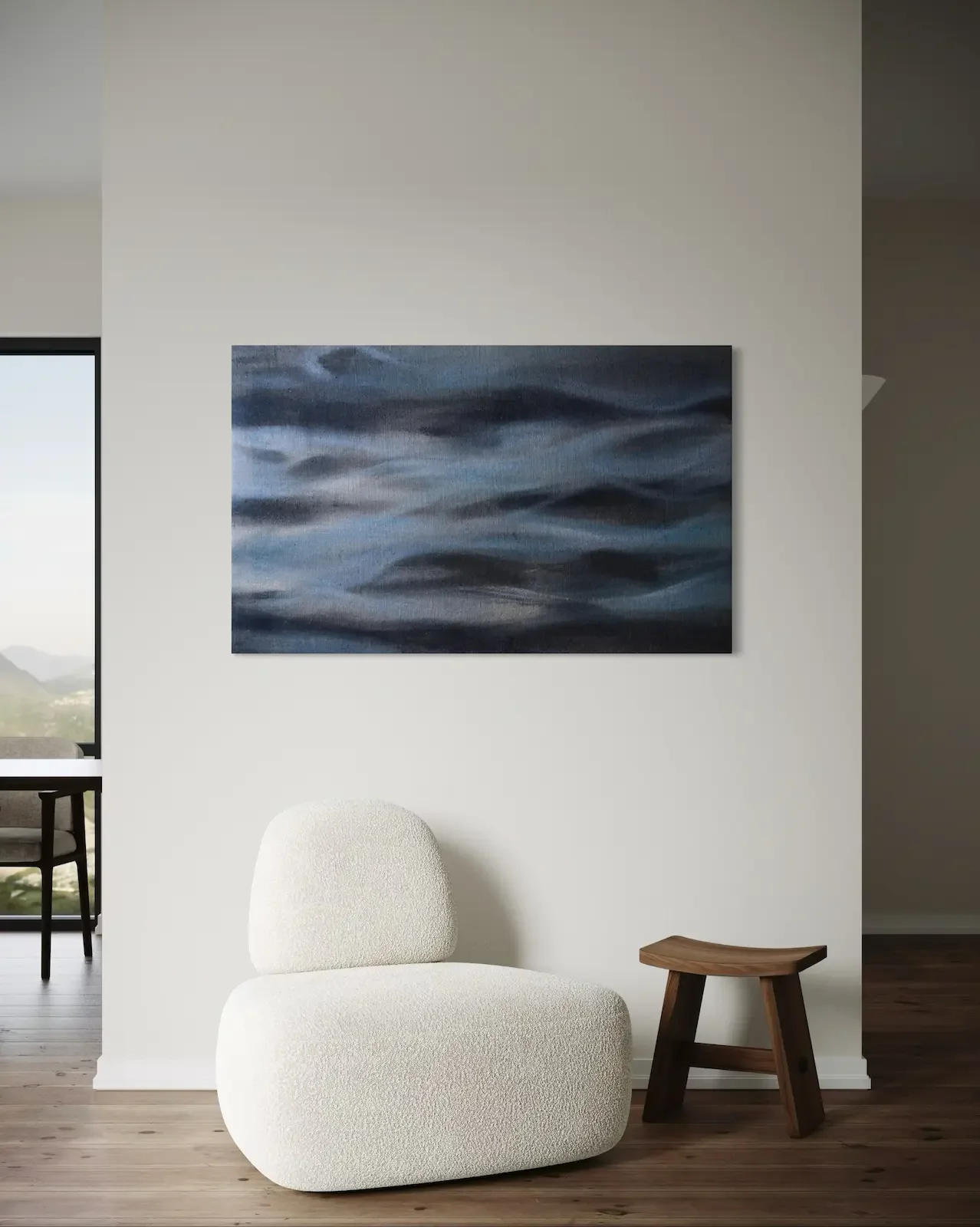 MYOPOS artwork in a minimalist environment, natural light and artistic perspective, Andrea Solaja