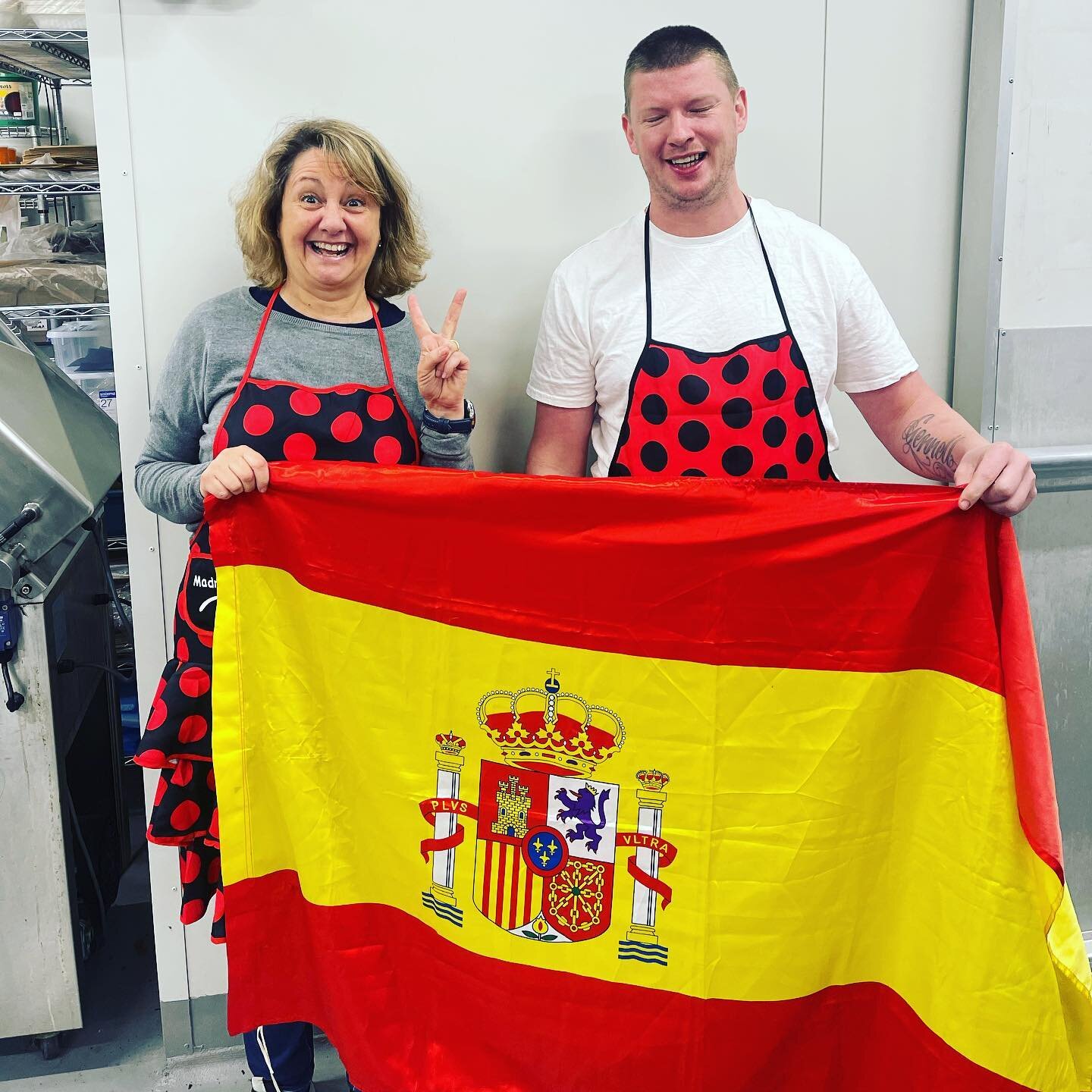 Our Spanish Supervisor, Maria was super happy with the FIFA Women's World Cup results on Sunday night 🏆⚽️

Our London born &amp; bred Head Chef Jamie&hellip;. Not so much 😂 Check him out in his cute Madrid apron! (To be worn all day as per their be