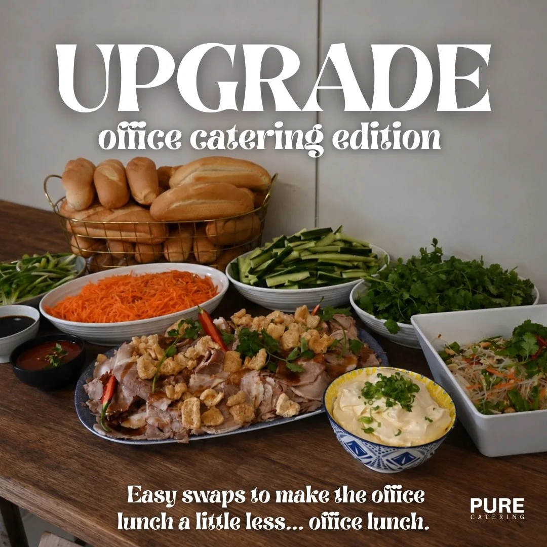 Office lunch, but make it better 🤌

A few easy swaps to upgrade your next catering order.

Same lunch break. Better food. ↗️

#PureCatering #CorporateCatering #BrisbaneCatering