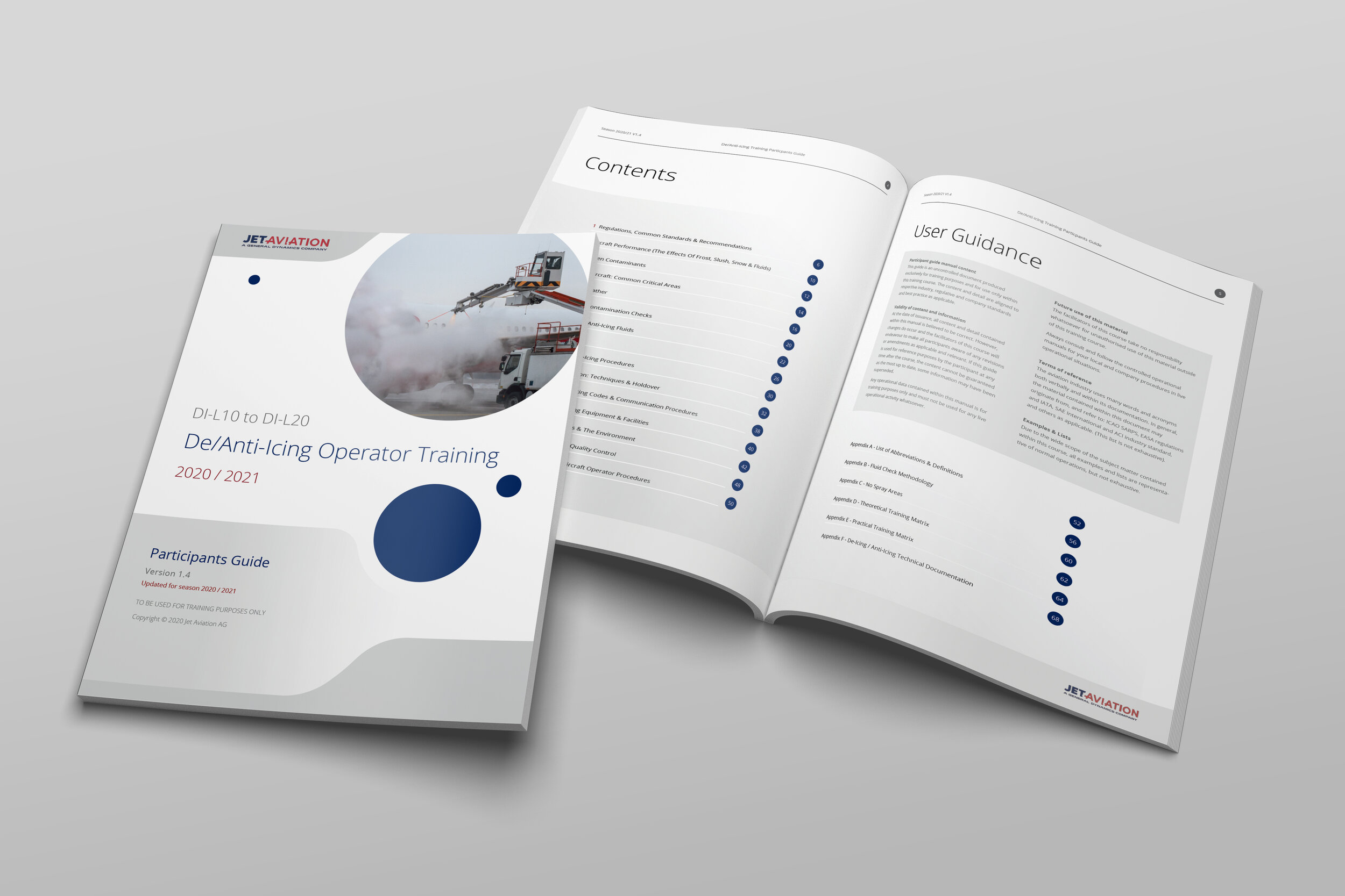 De/Anti-Icing Operator Training Participants Guide. All Content of the document and design produced bespoke for Jet Aviation Ltd.