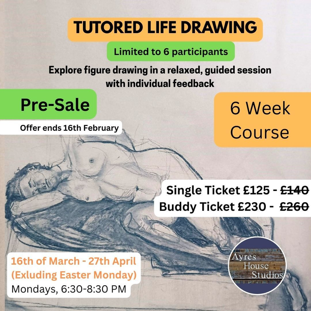 Tutored Life Drawing - 6 Week Course - JAN - FEB 2026