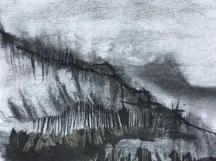 'Edges' - Charcoal, Compressed Charcoal, Oil - 300 x 210mm