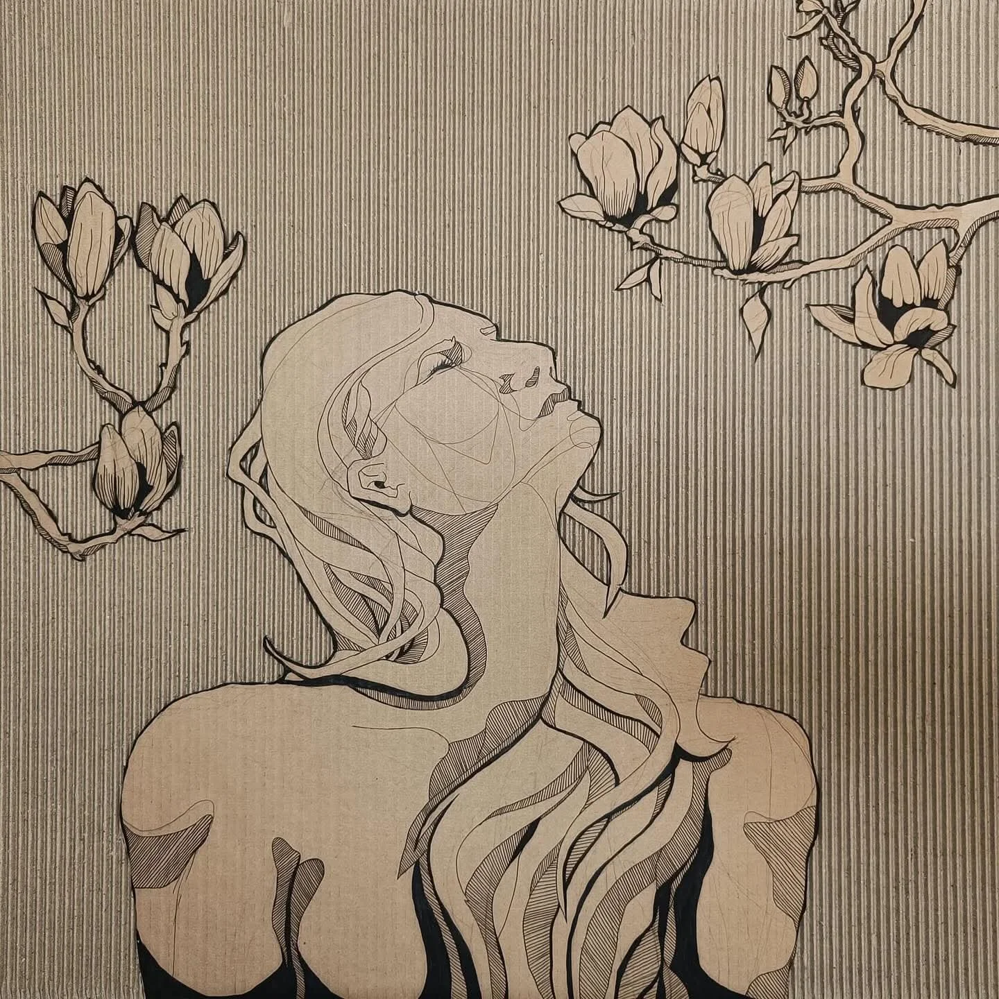 Inherent - Ink on peeled Cardboard