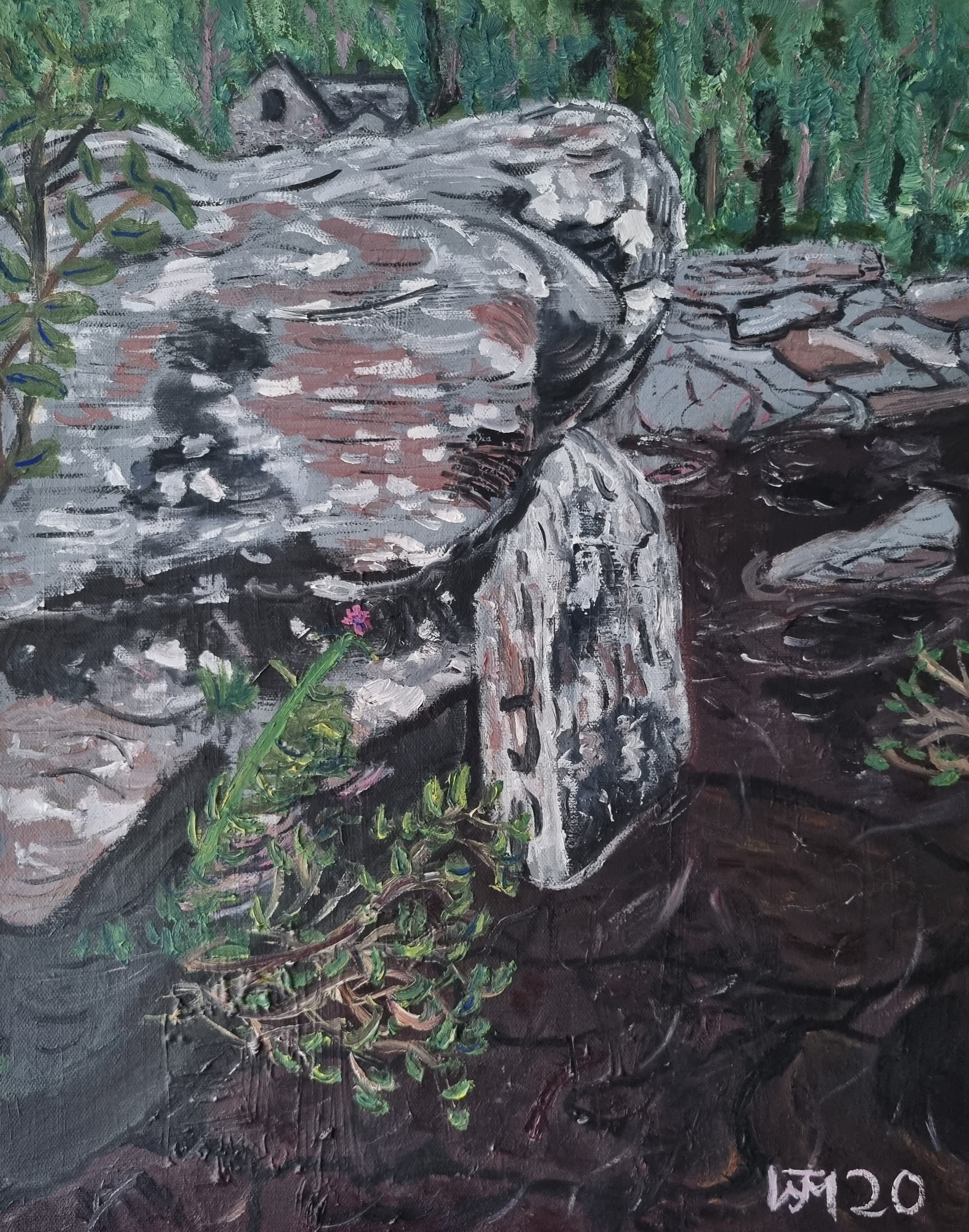 Rocks at Falls of Dochart / Oil on Canvas