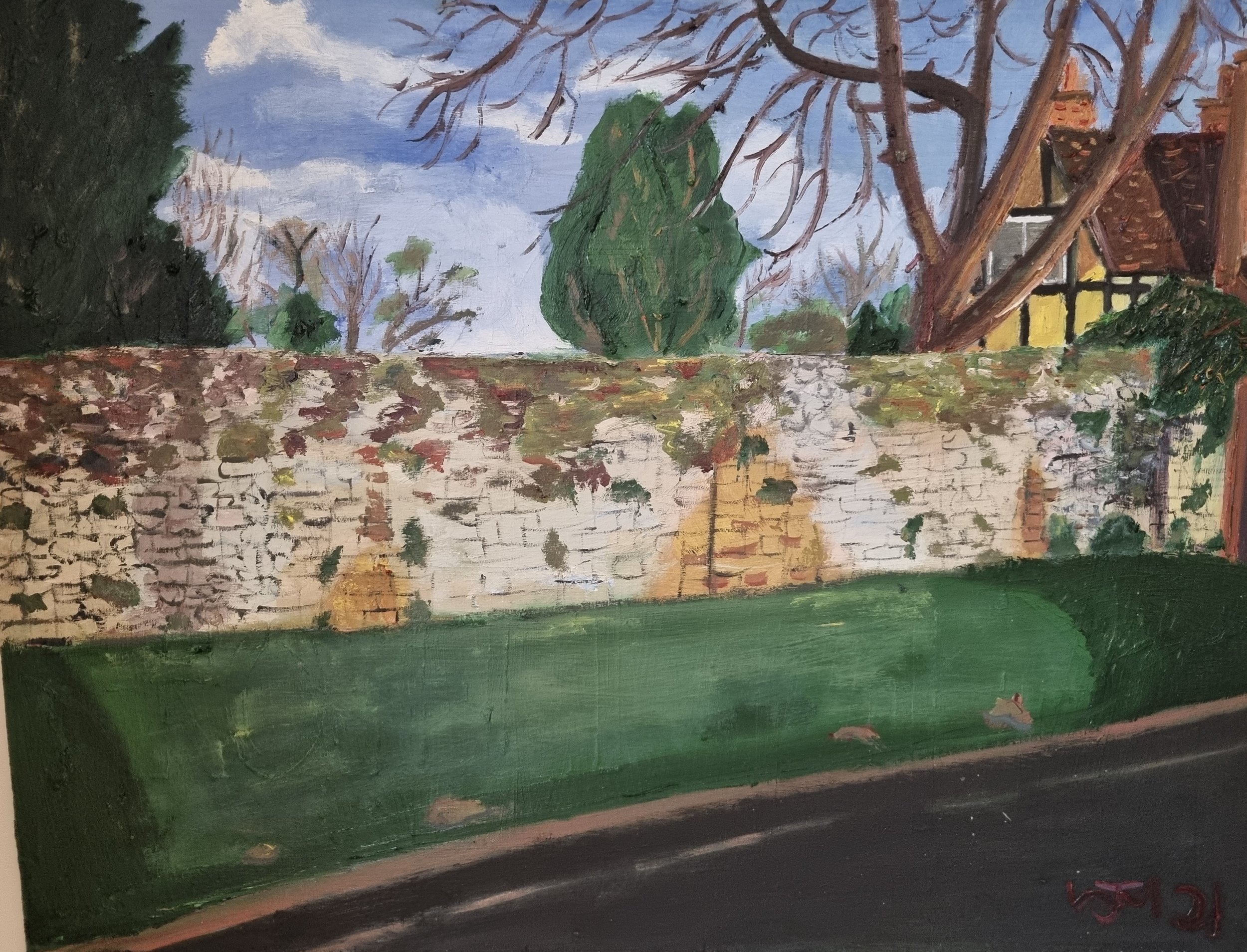 The Wall / Oil on Board