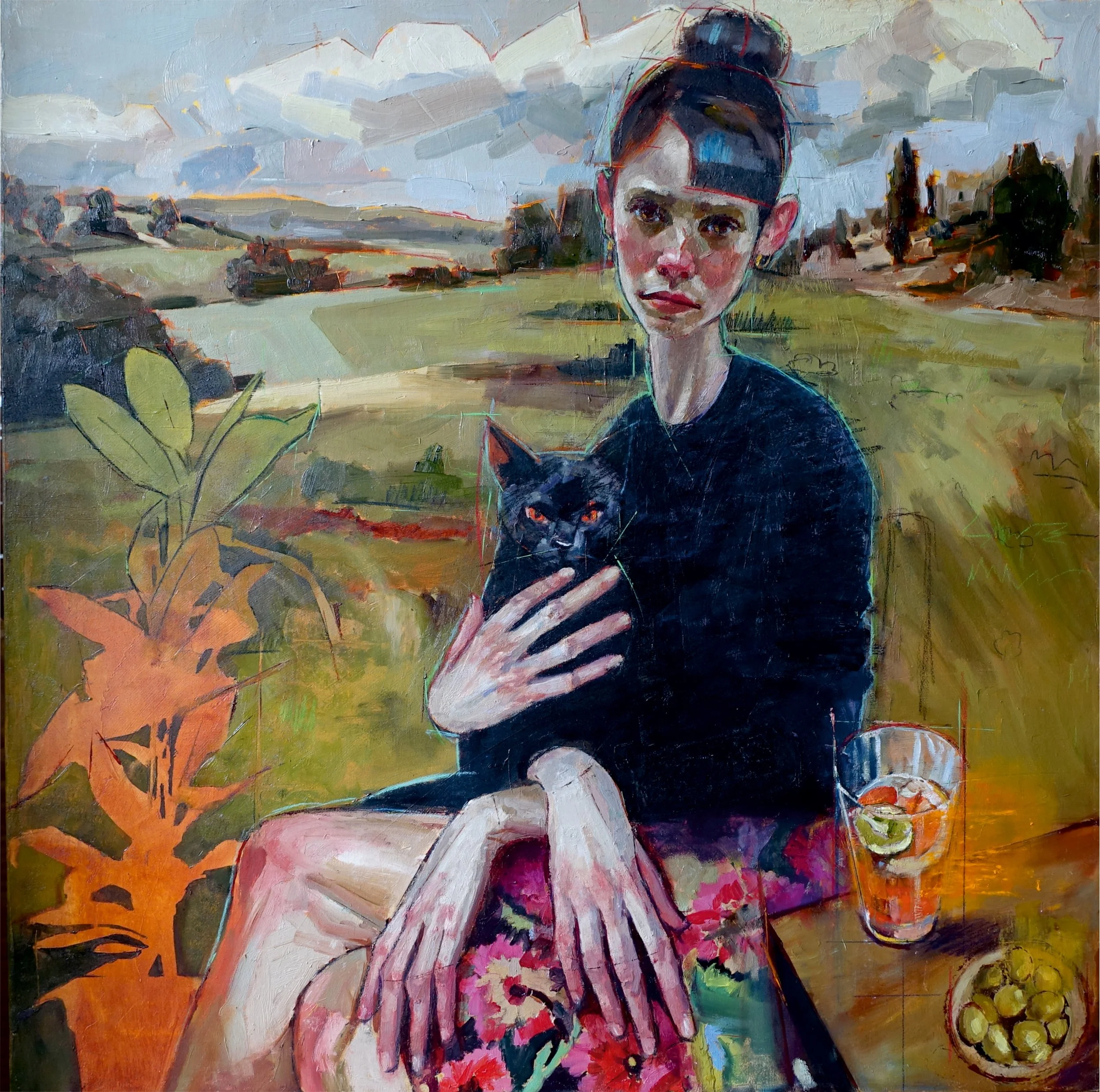 Cuidado con el gato. 50x50cm