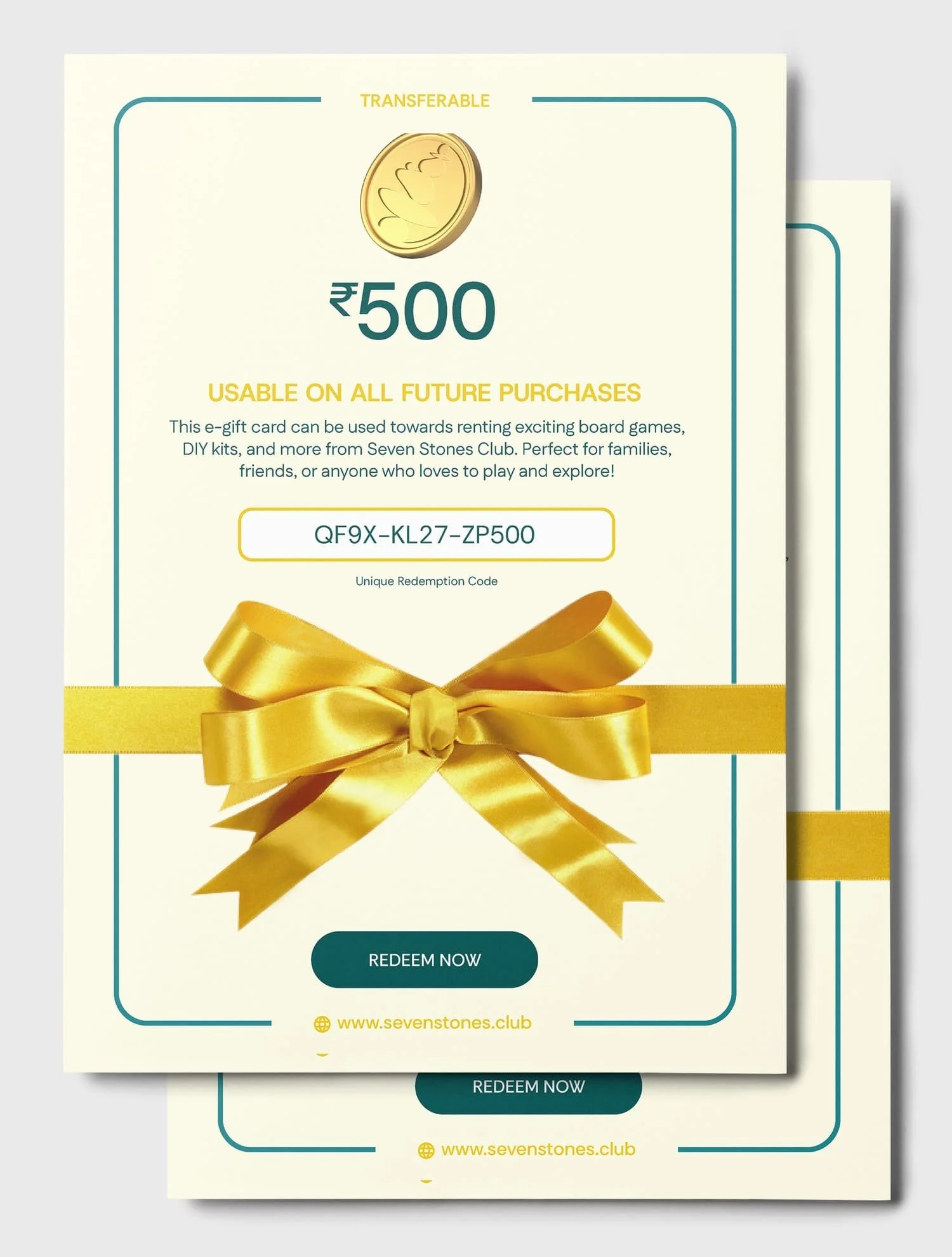 Gift Card Design | Seven Stones Club
Hyderabad, India