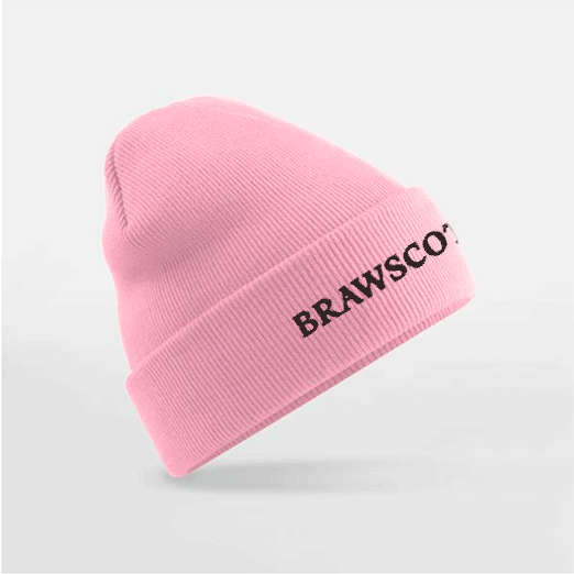 BRAWSCOTLAND Winter Beanie in dusky pink with embroidered logo, cosy and durable winter accessory