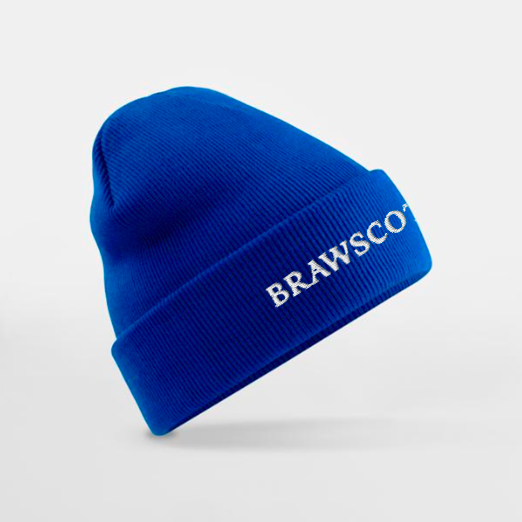 BRAWSCOTLAND Winter Beanie in royal blue with embroidered logo, cosy and durable winter accessory