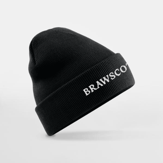 BRAWSCOTLAND Winter Beanie in black with embroidered logo, cosy and durable winter accessory