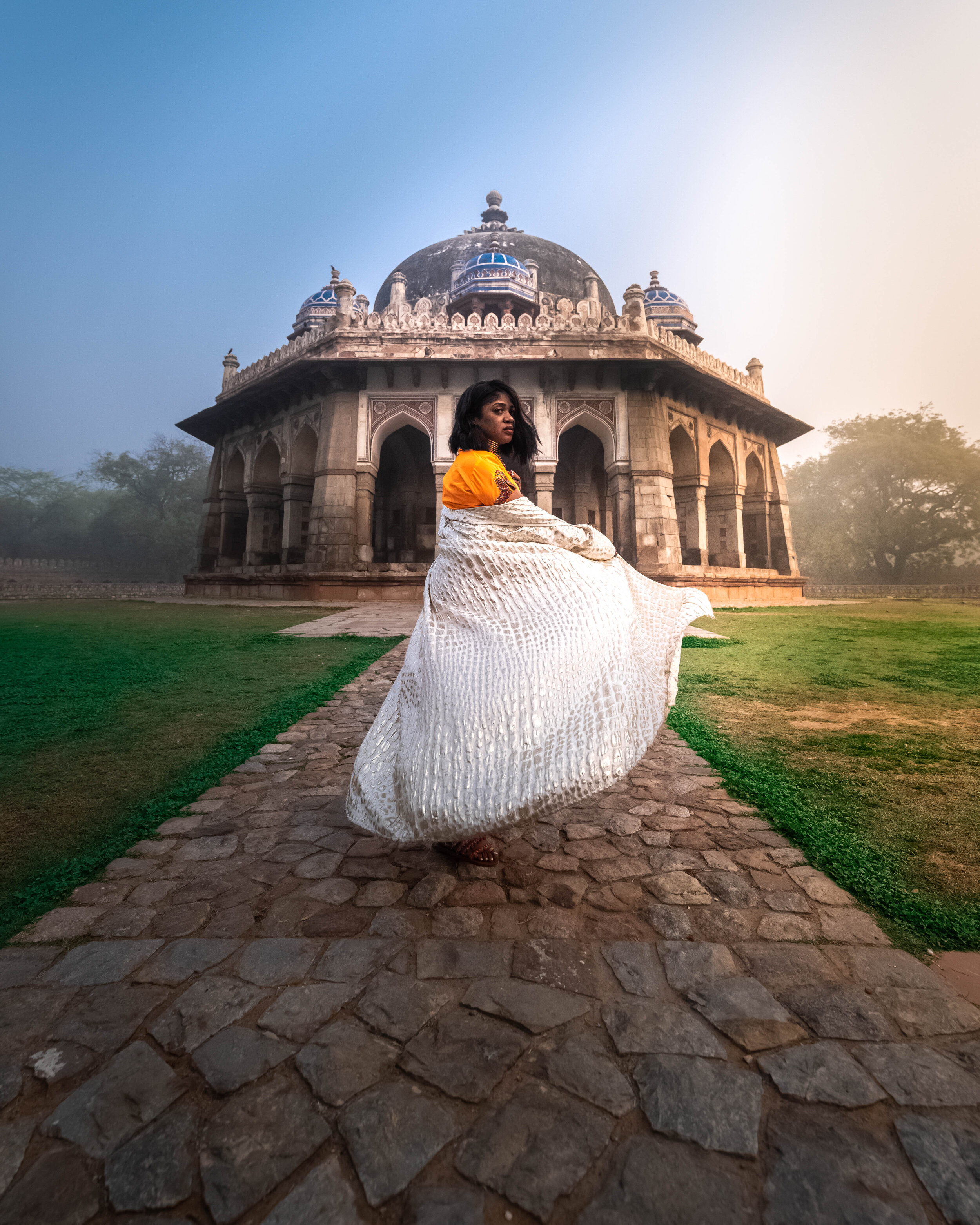 Cherrod Pate in India in front of temple