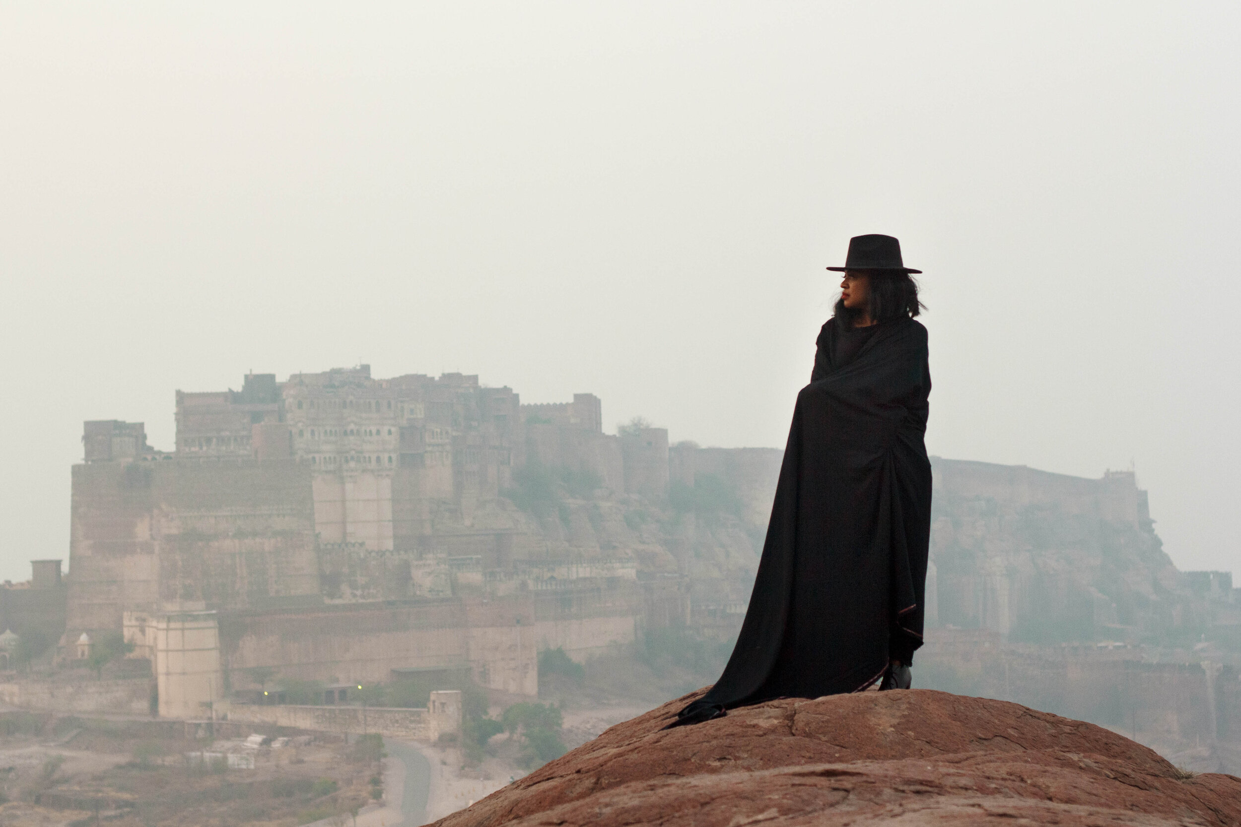 Cherrod Pate standing in front of city