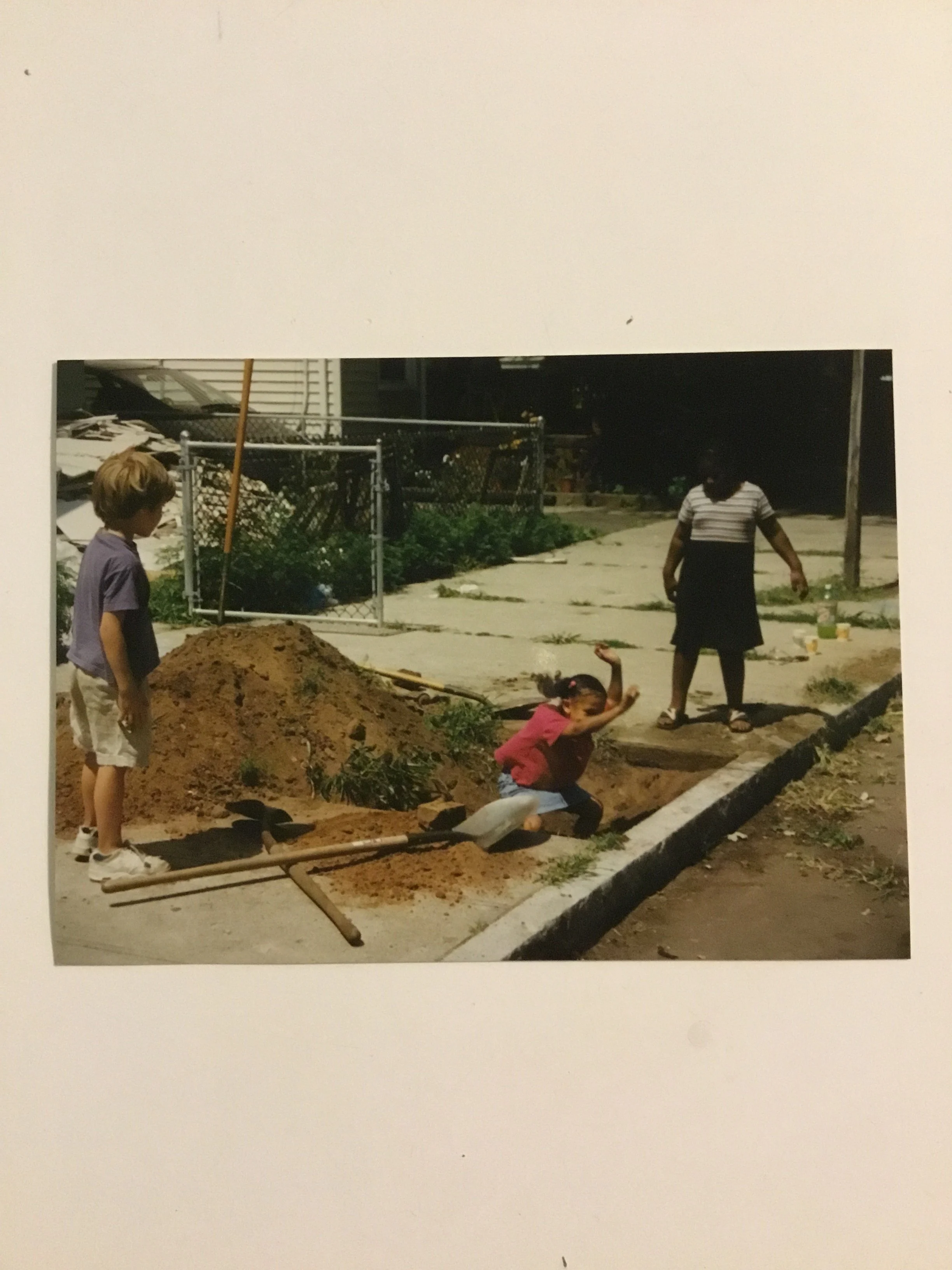 Planting tree squares in my neighborhood as a child.
